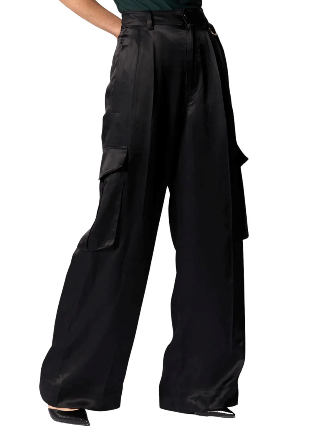 Equipment Anathilde Satin Cargo Pant - True Black