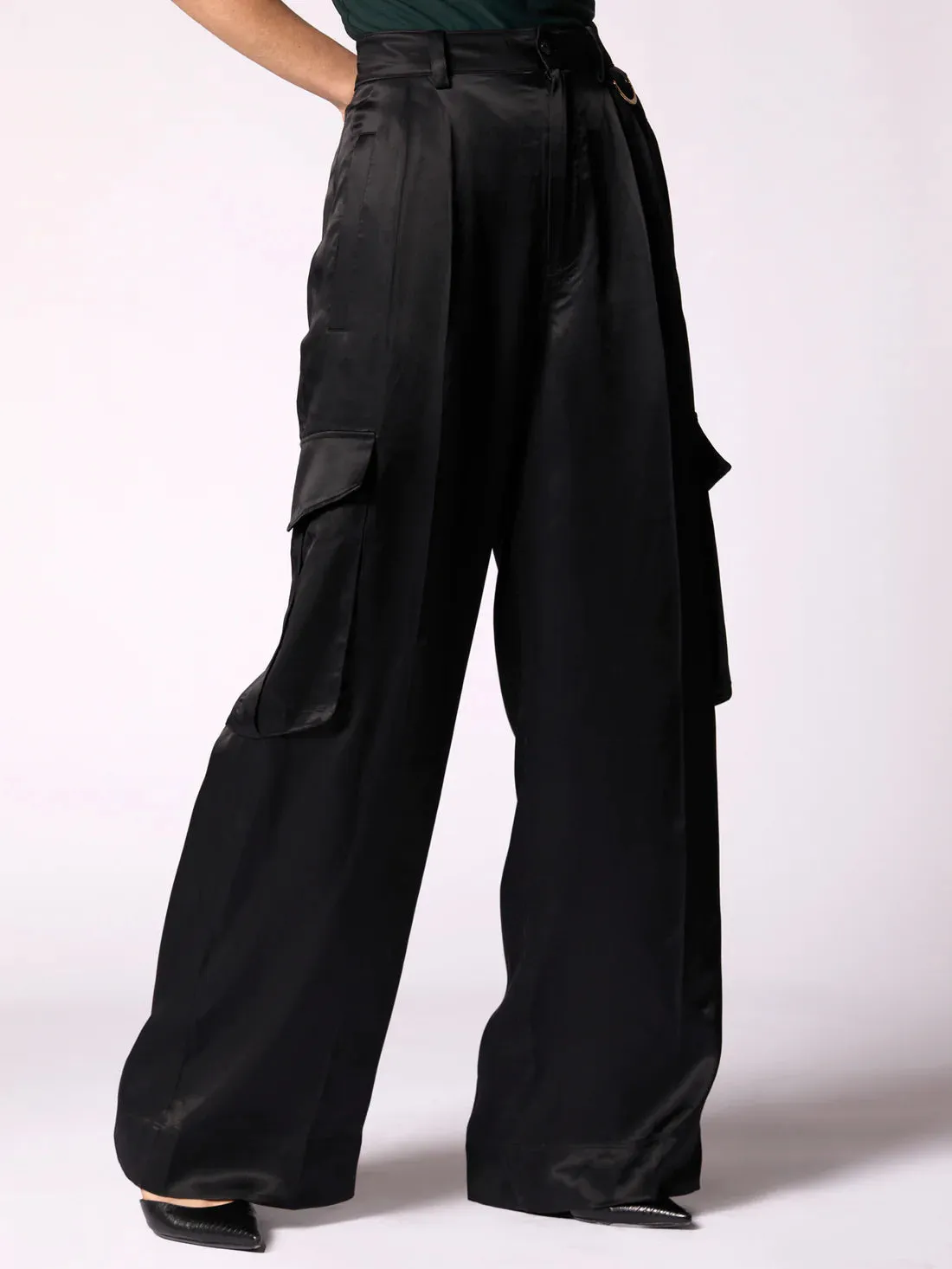 Equipment Anathilde Satin Cargo Pant - True Black