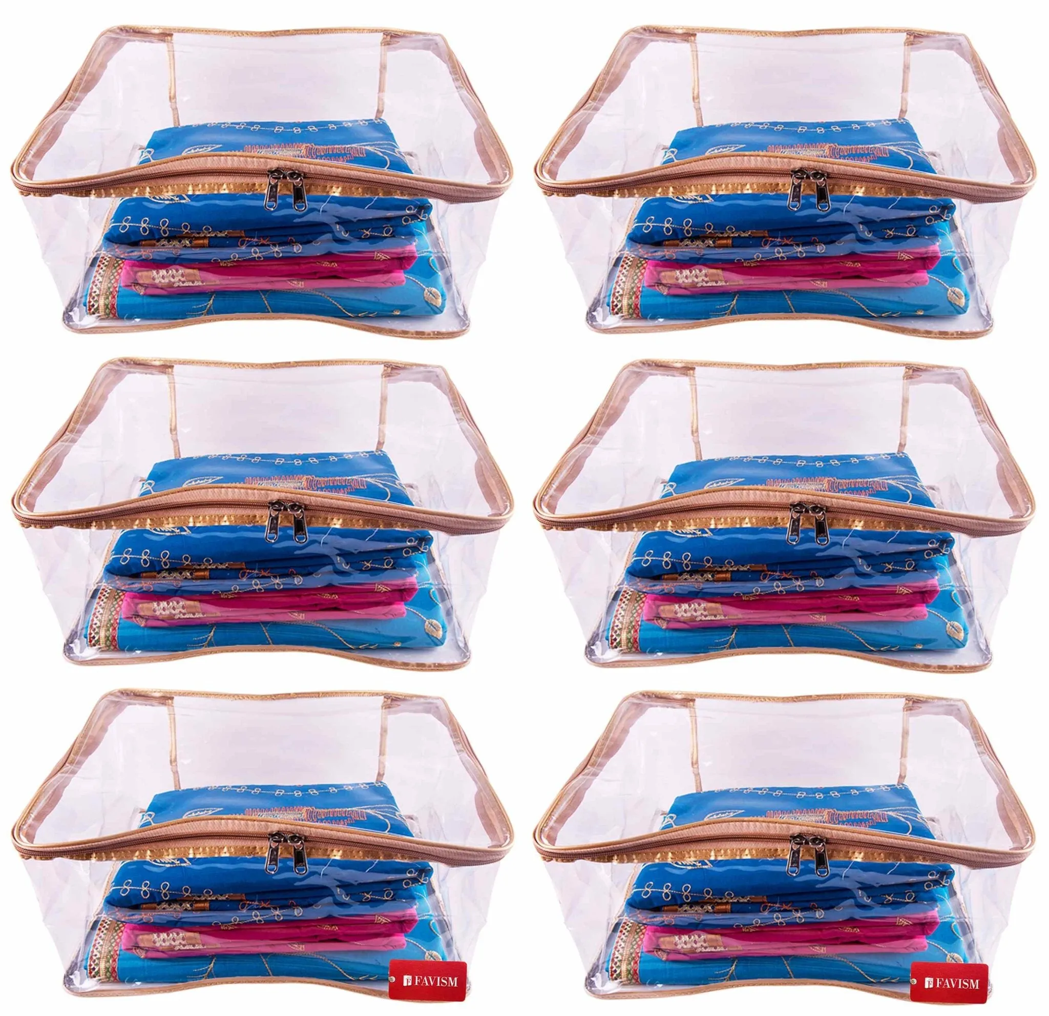 Full transparent big saree cover | closet storage pack of 6 pcs.