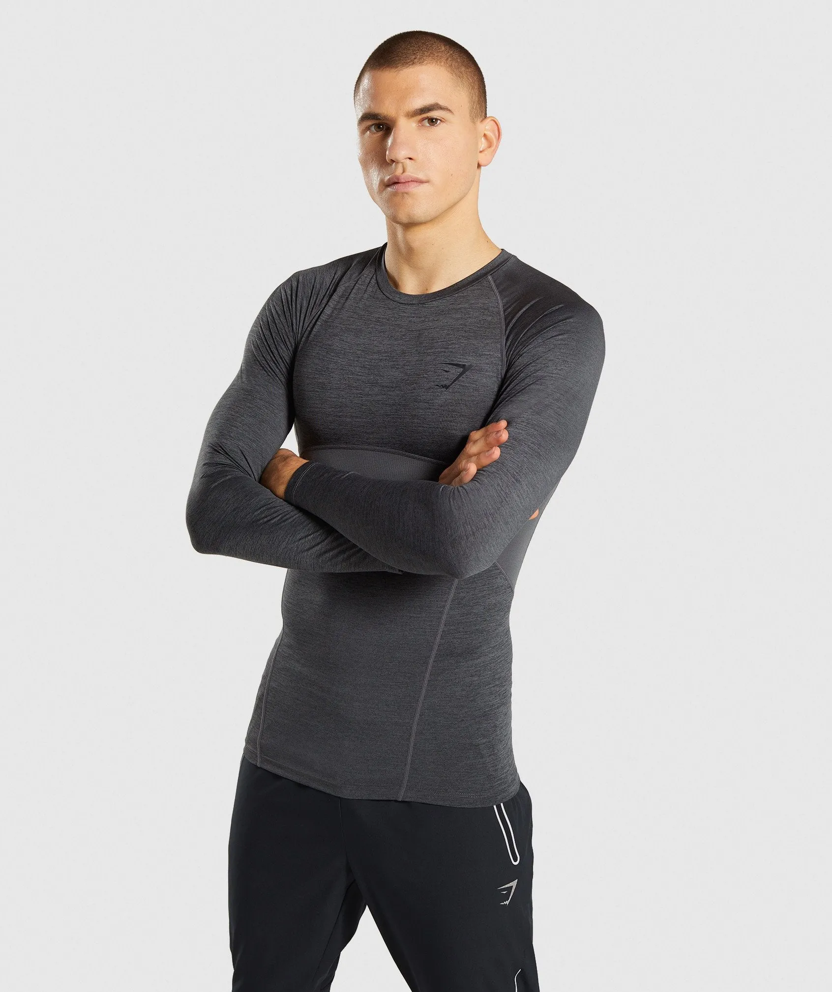 Gymshark Element  Baselayer Long Sleeve Top - Black Marl