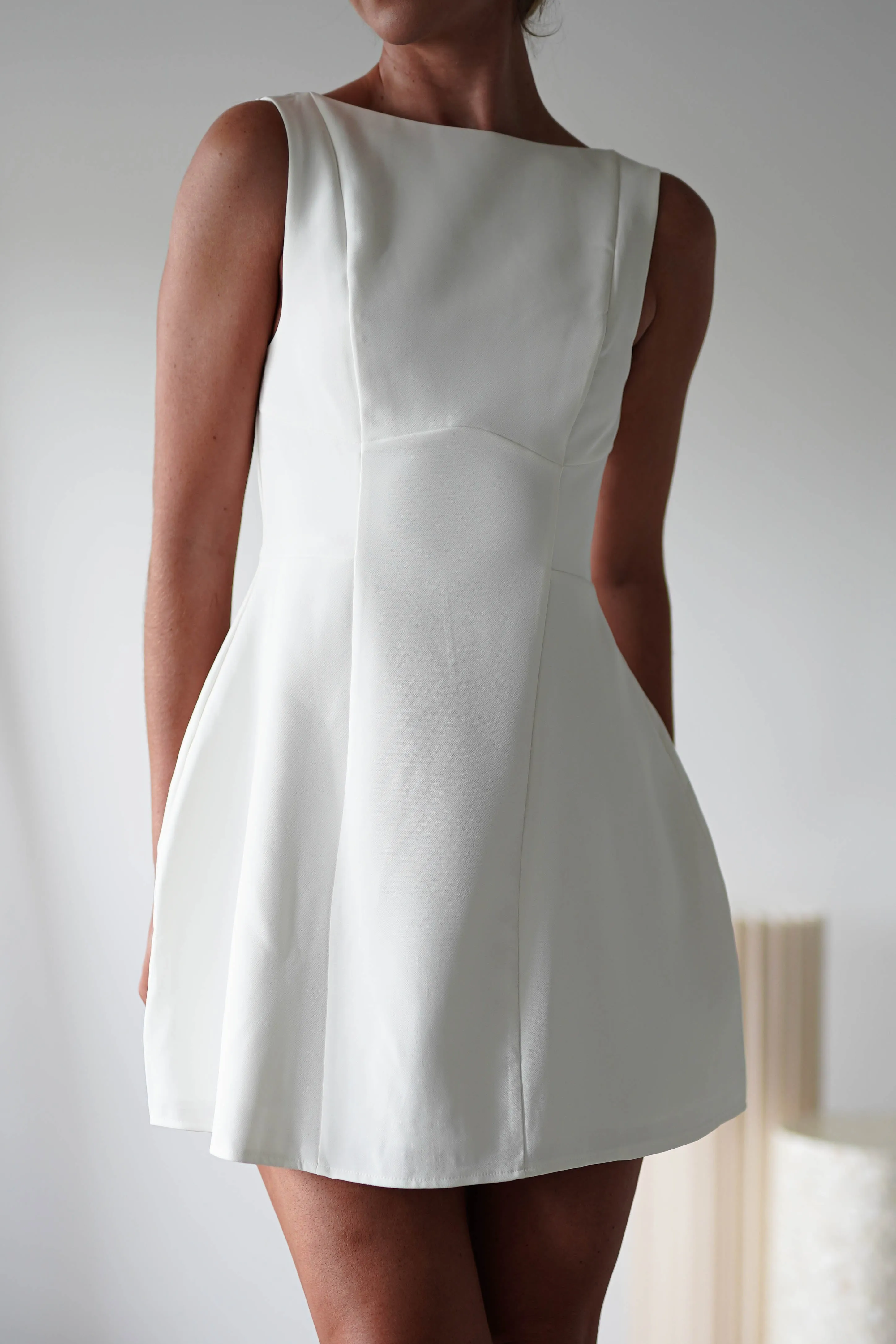 Hannah Structured Mini Dress | White