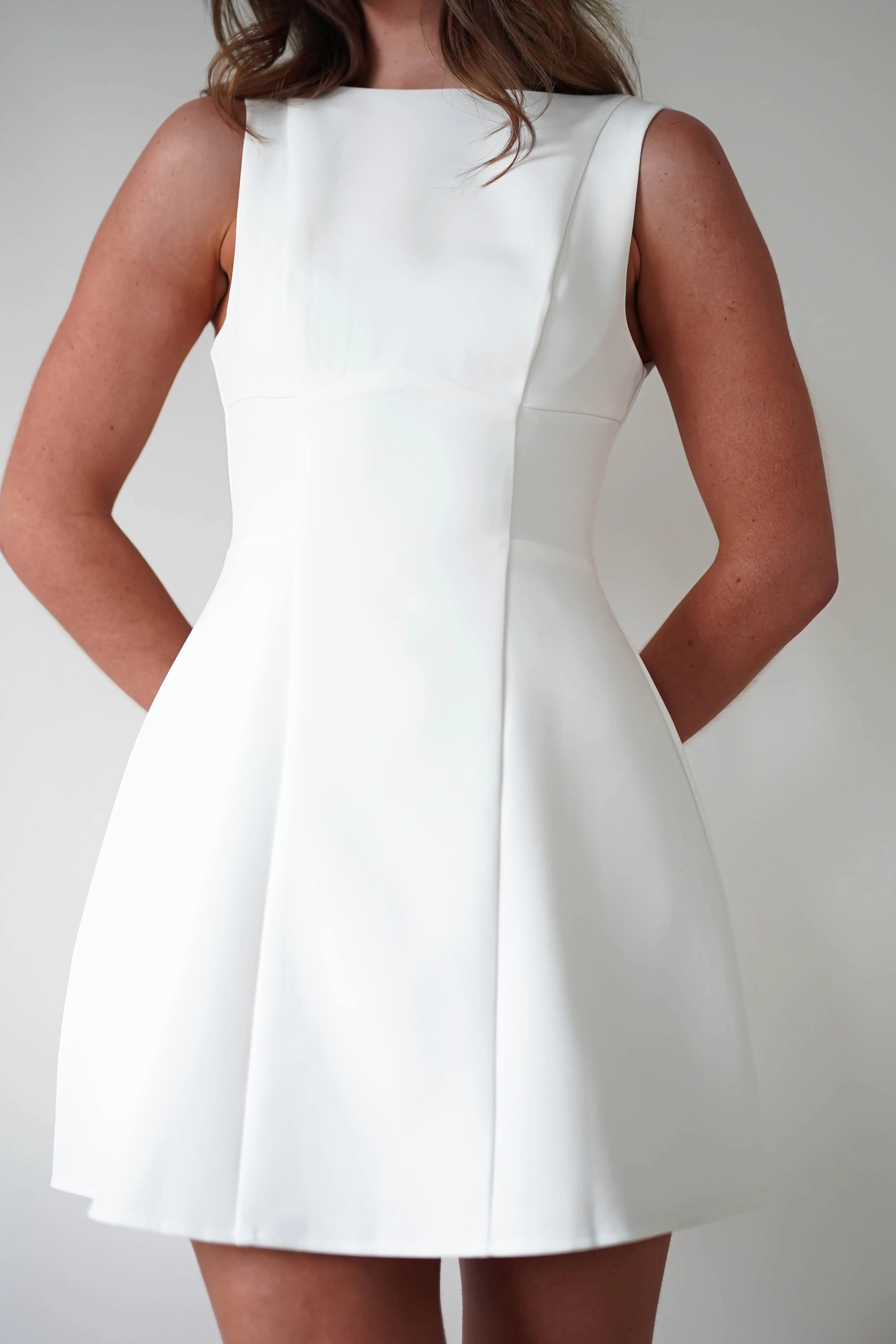 Hannah Structured Mini Dress | White