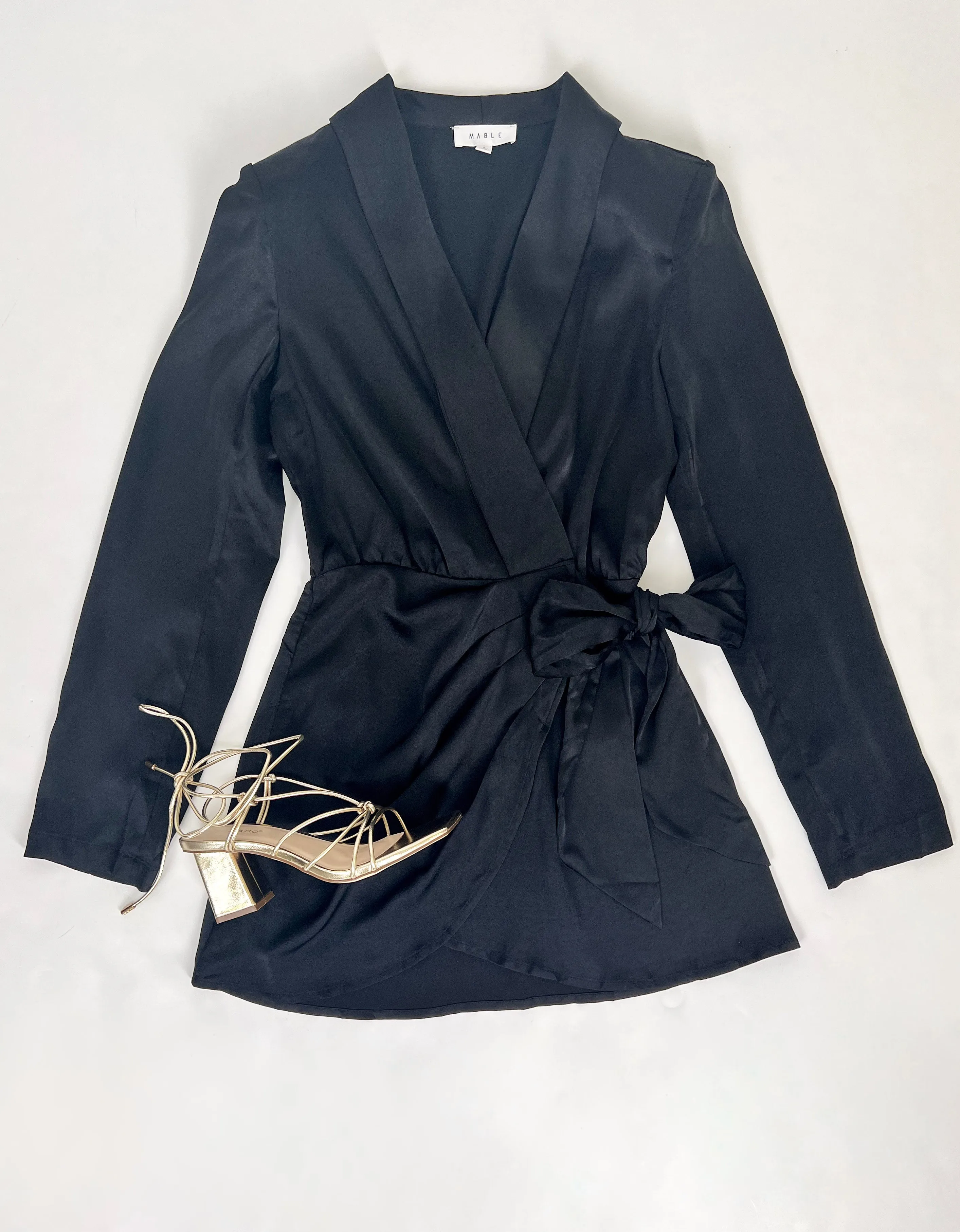 HAPPIEST HOUR BLACK BLAZER WRAP DRESS