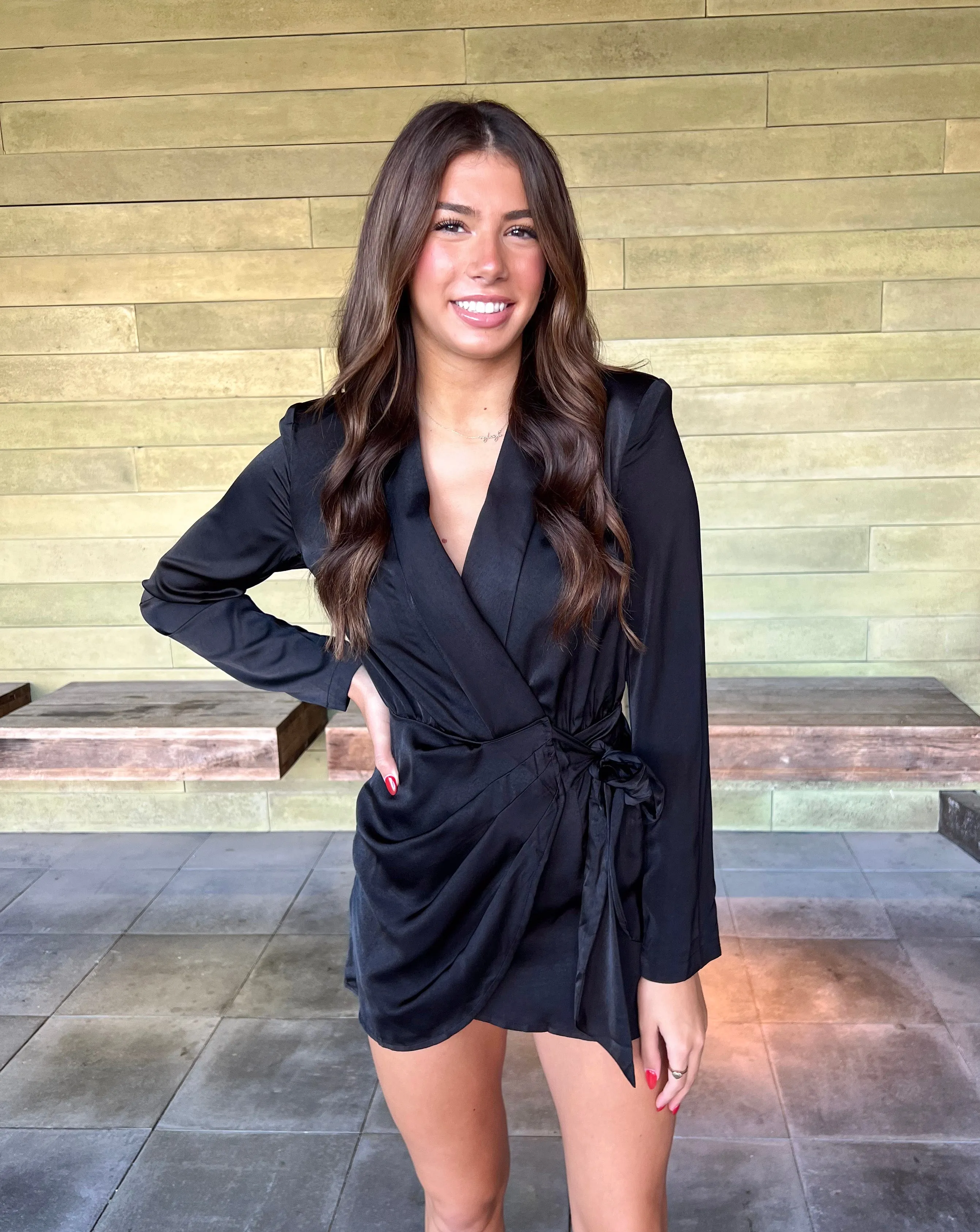 HAPPIEST HOUR BLACK BLAZER WRAP DRESS