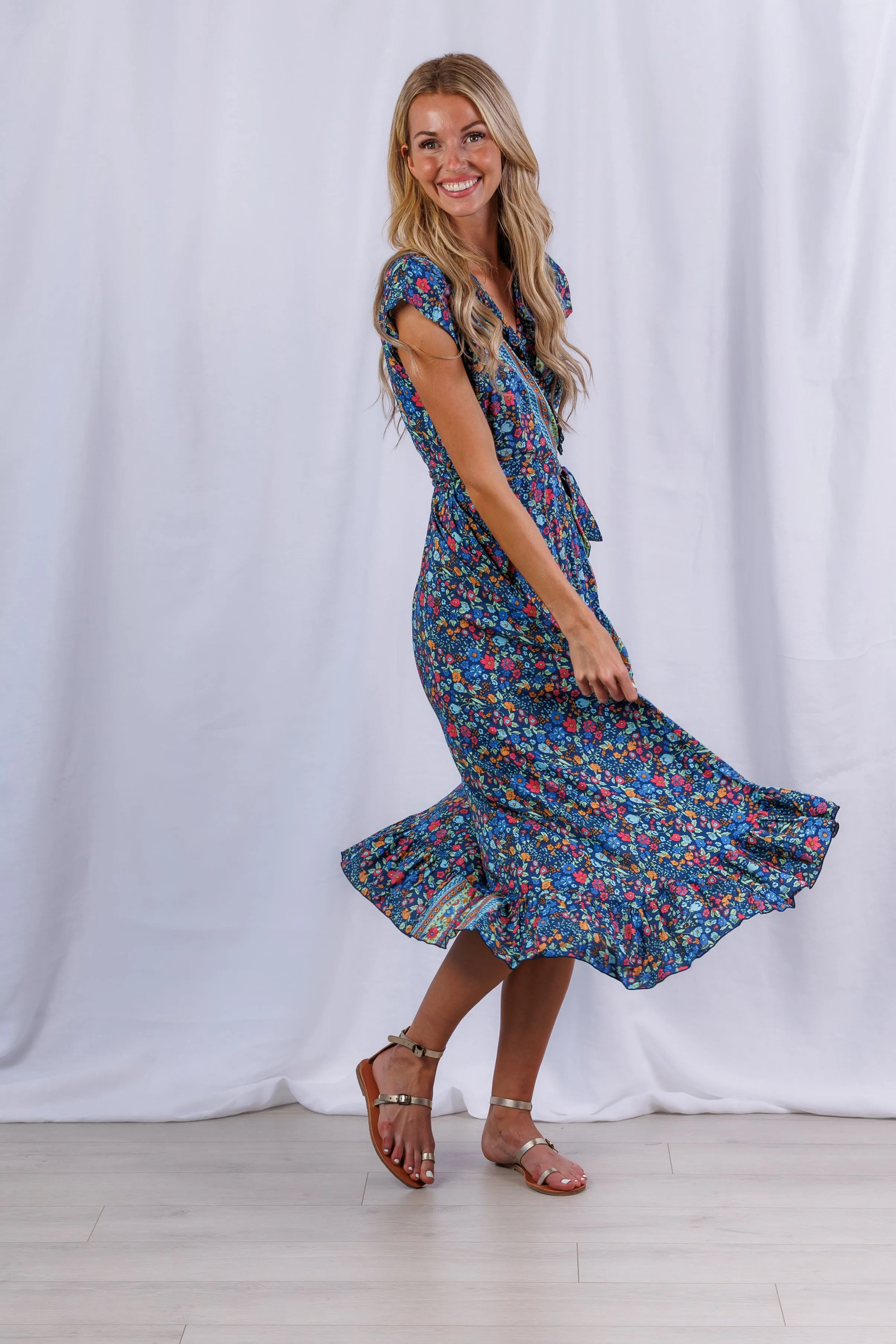 Havana Maxi Wrap Dress in Lagoon