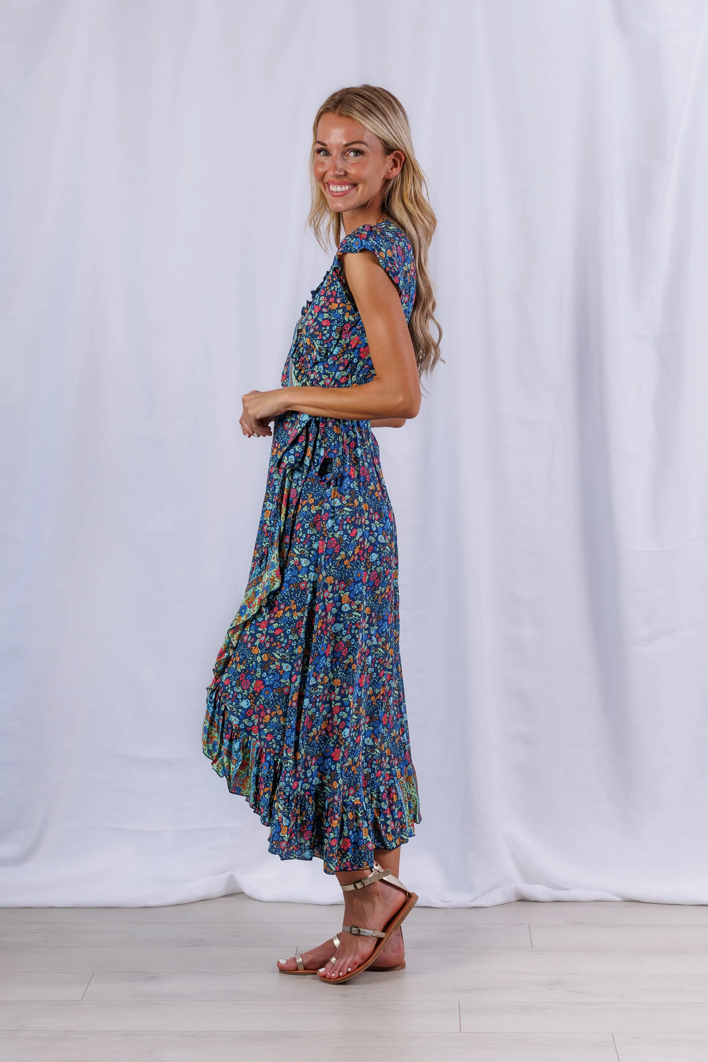 Havana Maxi Wrap Dress in Lagoon