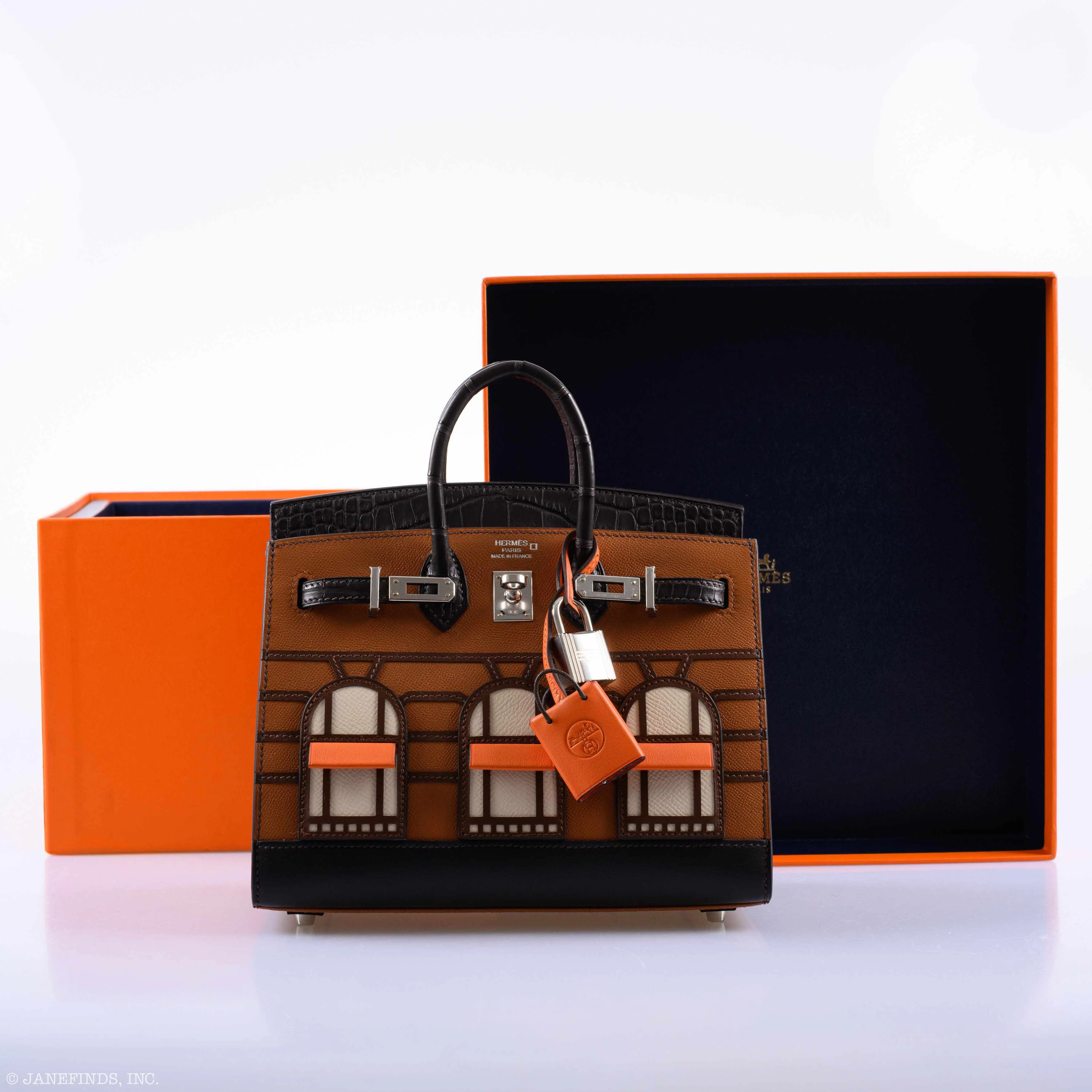 Hermès Day Faubourg Birkin 20 Sellier Gold Madame and Ebene Matte Alligator Palladium Hardware