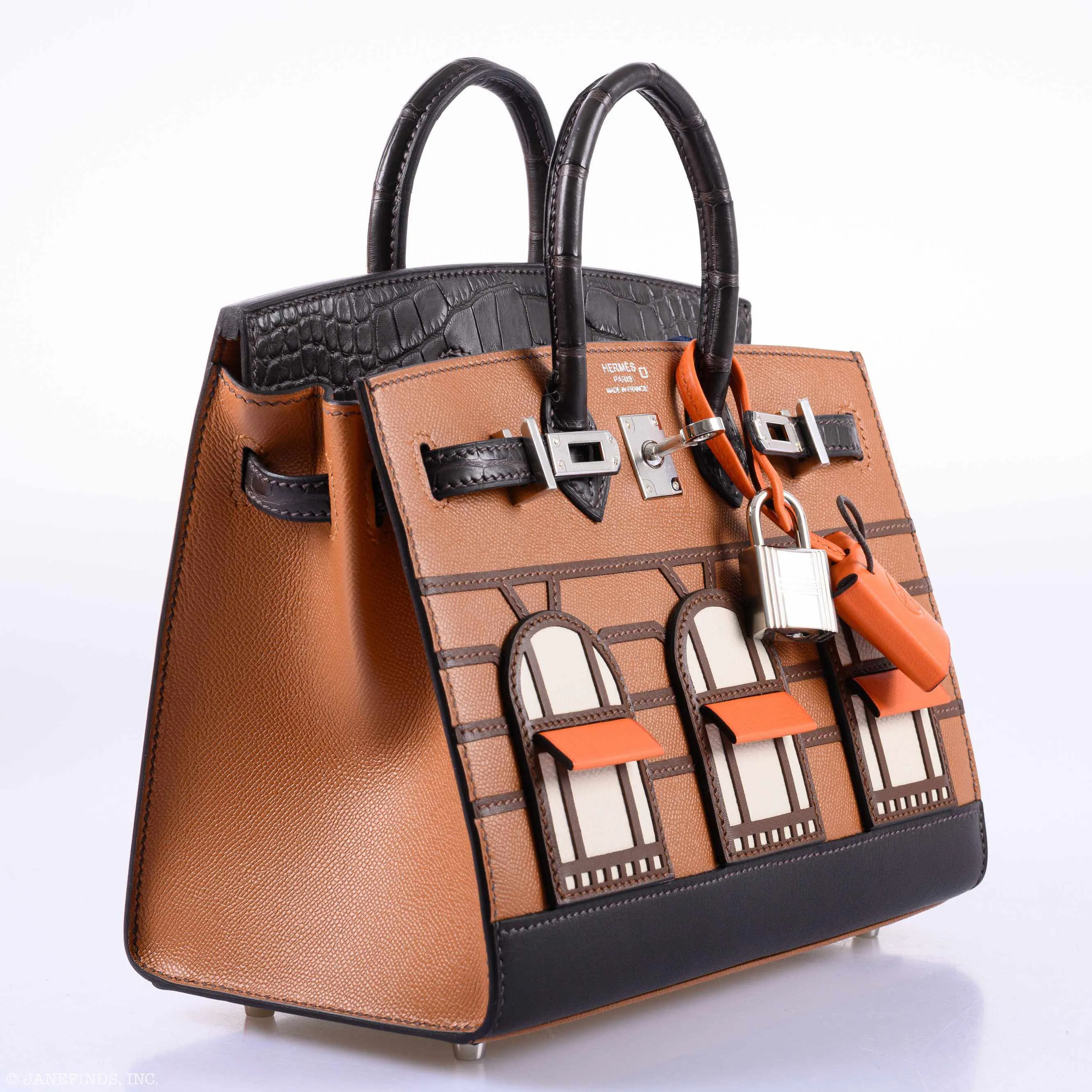 Hermès Day Faubourg Birkin 20 Sellier Gold Madame and Ebene Matte Alligator Palladium Hardware