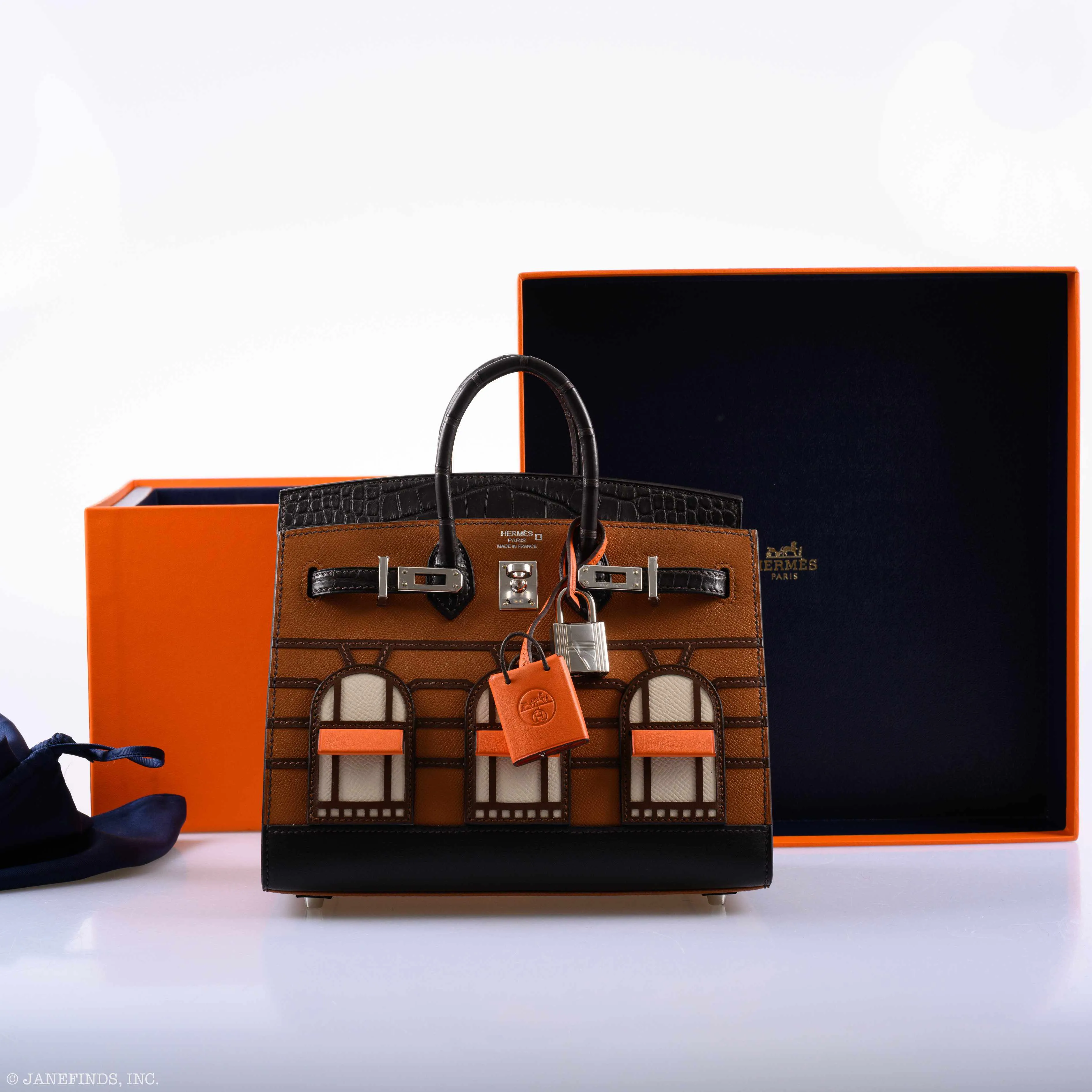 Hermès Day Faubourg Birkin 20 Sellier Gold Madame and Ebene Matte Alligator Palladium Hardware