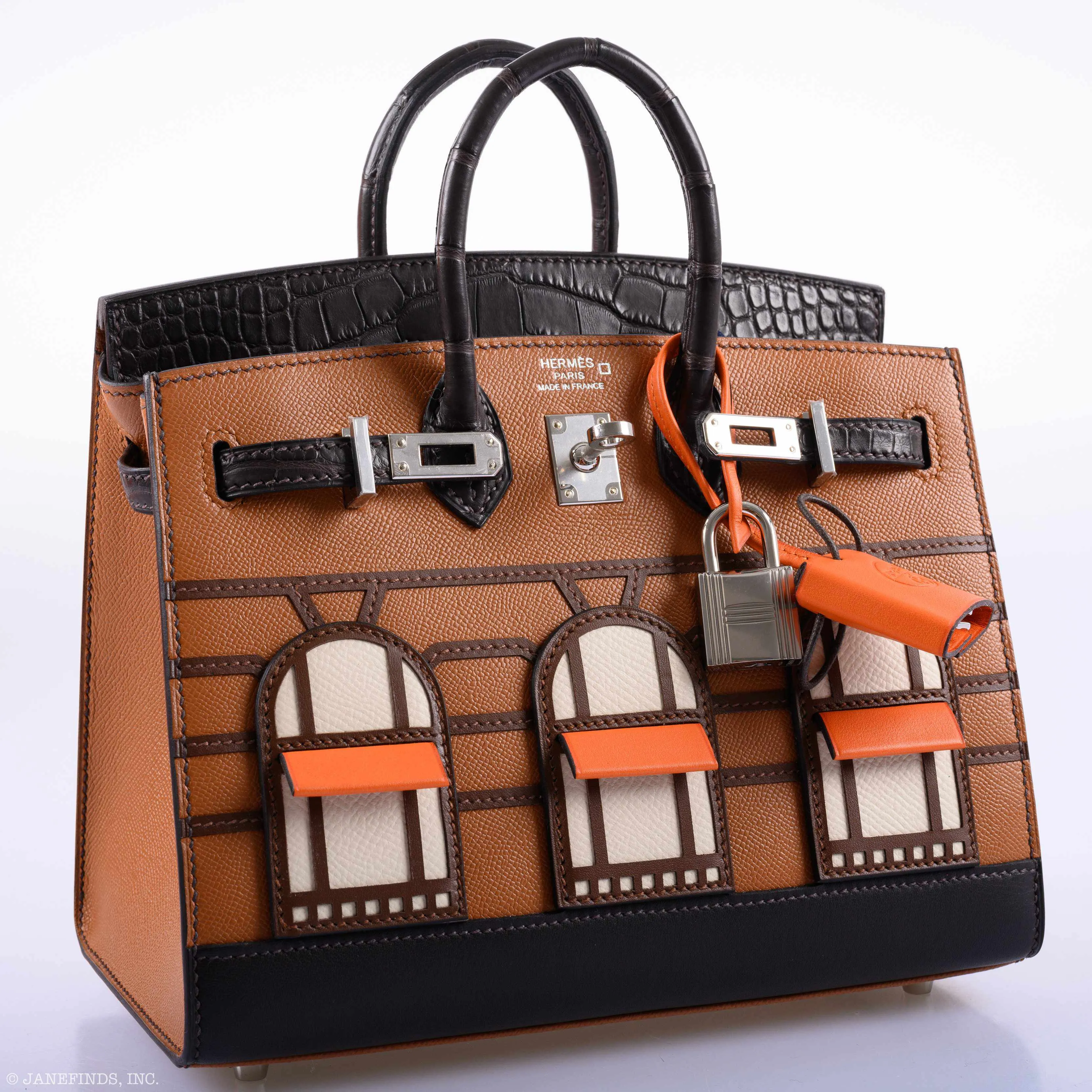 Hermès Day Faubourg Birkin 20 Sellier Gold Madame and Ebene Matte Alligator Palladium Hardware