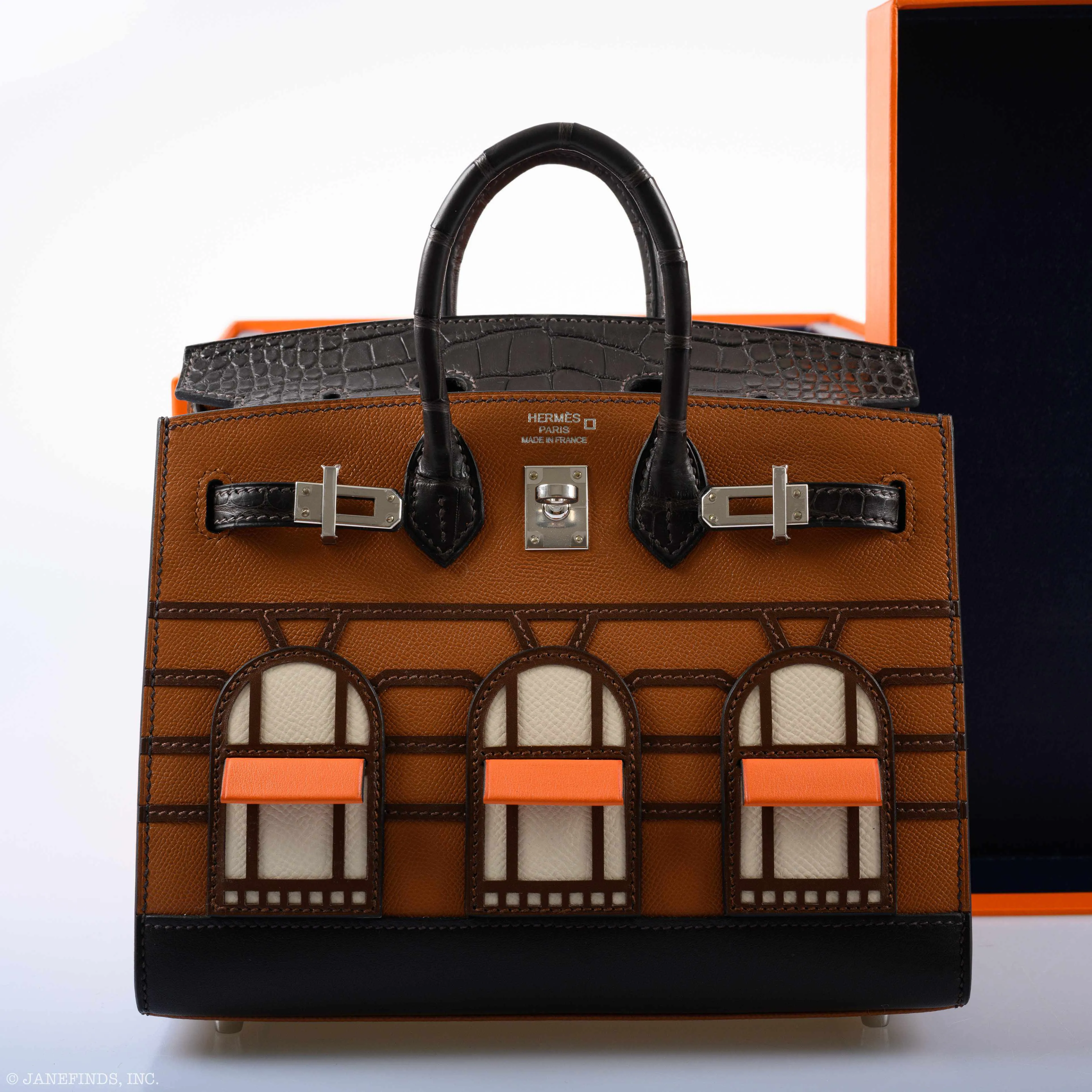 Hermès Day Faubourg Birkin 20 Sellier Gold Madame and Ebene Matte Alligator Palladium Hardware