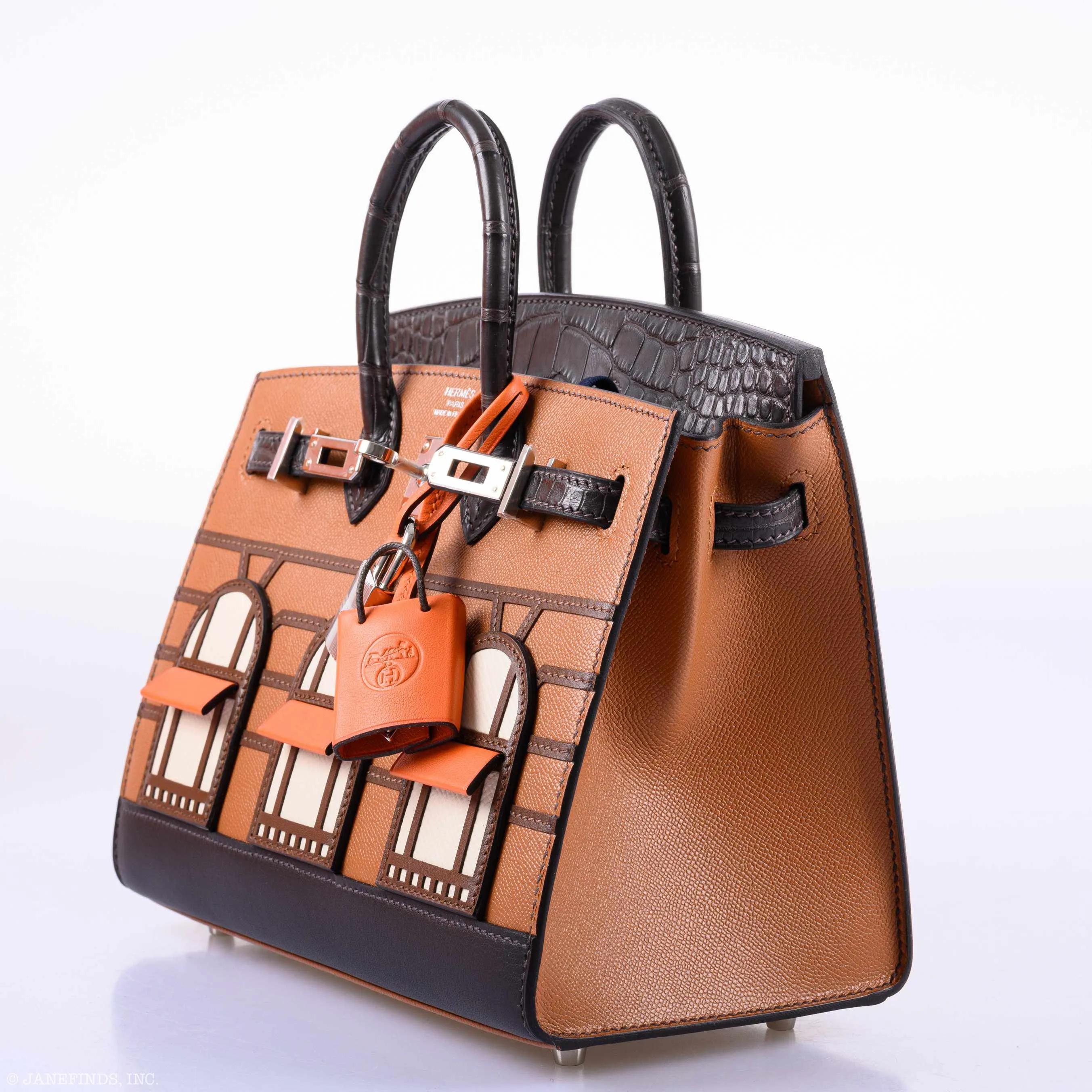 Hermès Day Faubourg Birkin 20 Sellier Gold Madame and Ebene Matte Alligator Palladium Hardware