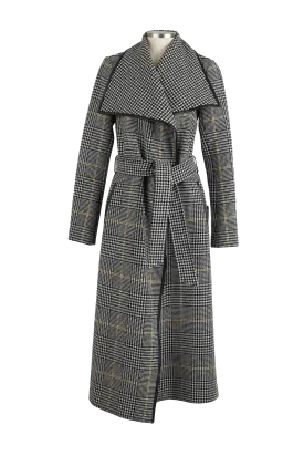 Houndstooth Wool Overcoat