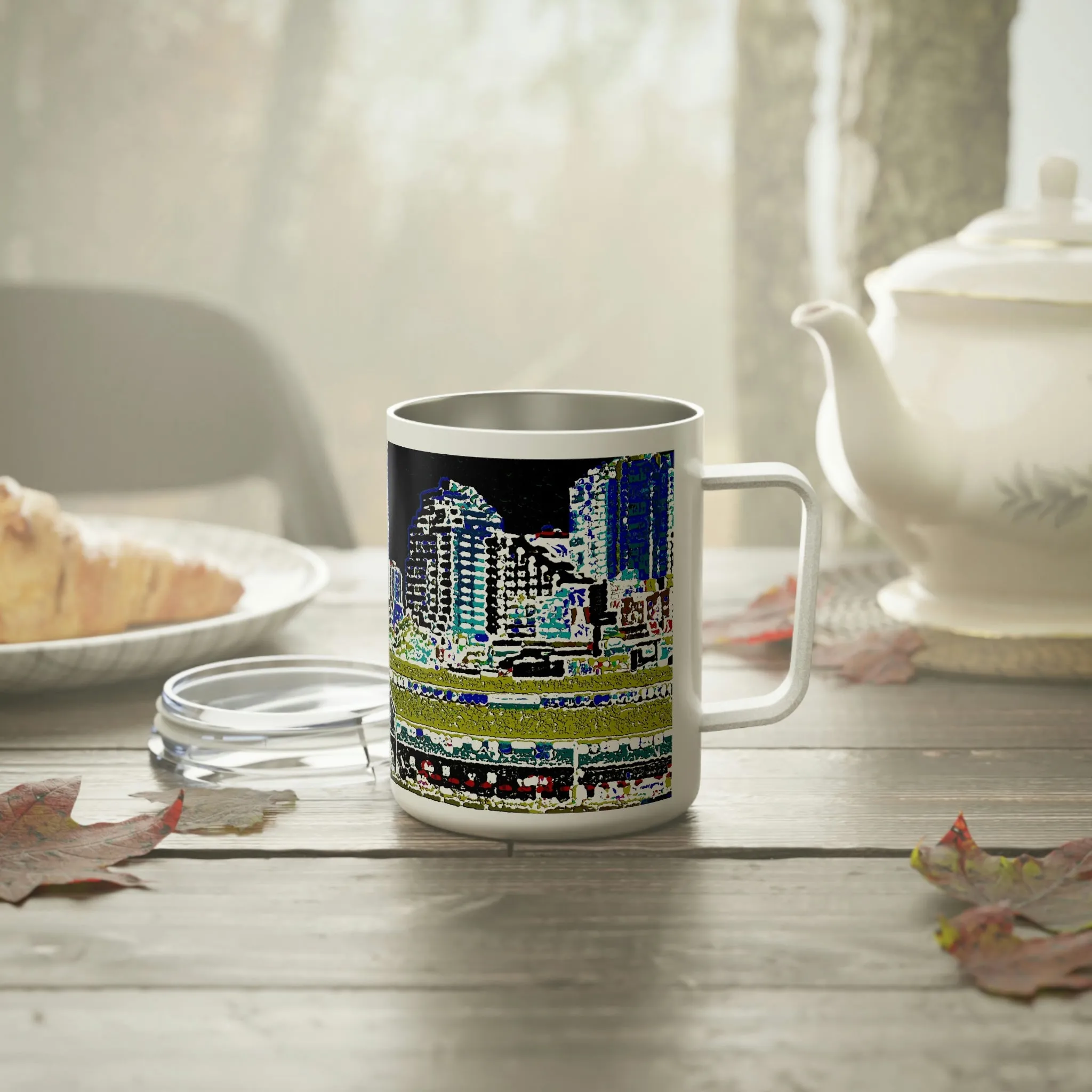 Insulated Coffee Mug, 10oz ... That Classic Wheel ... 'Seattle's Wheel' ... & Old Classic Waterside Vendors ...  'Family Archives' ... Original Works ...