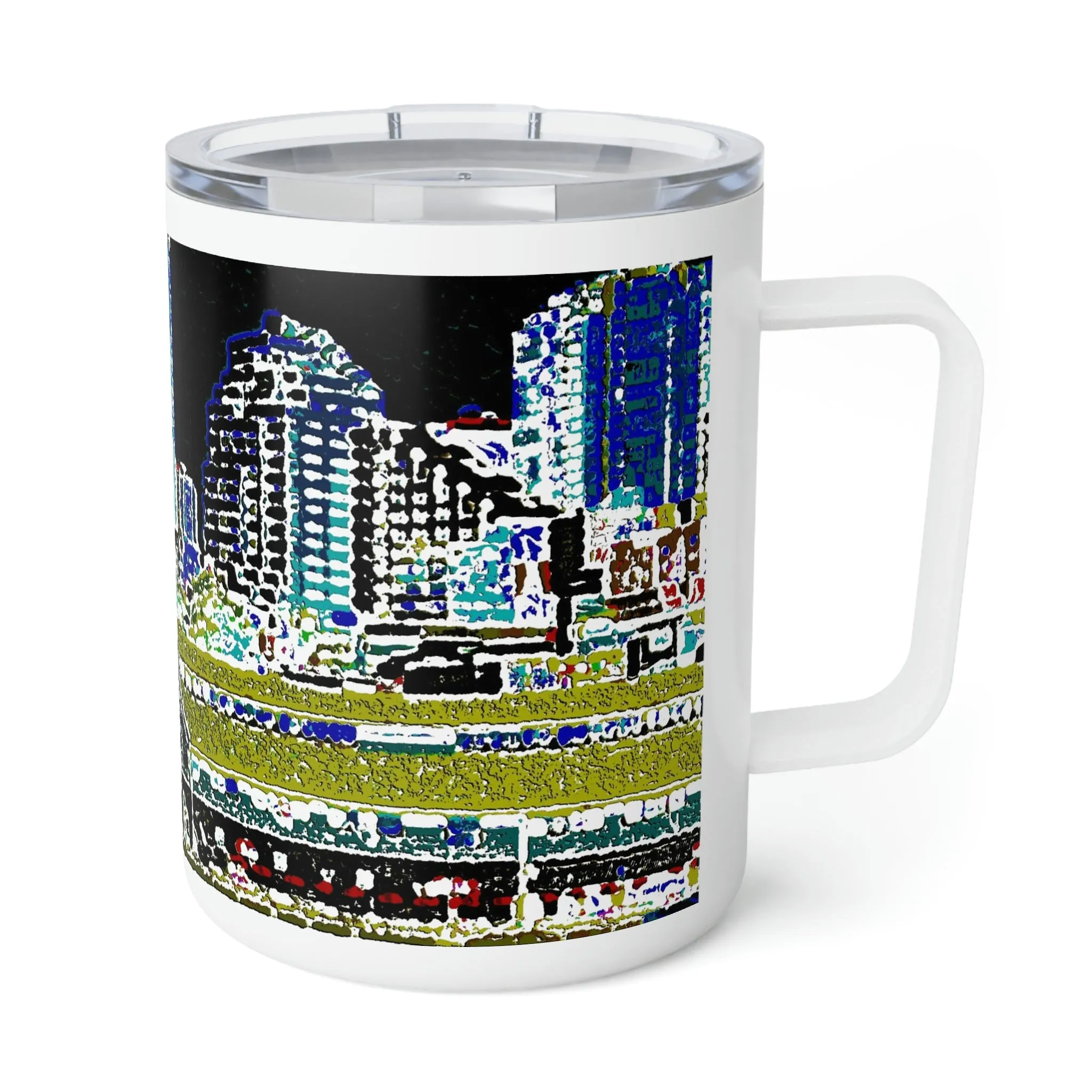 Insulated Coffee Mug, 10oz ... That Classic Wheel ... 'Seattle's Wheel' ... & Old Classic Waterside Vendors ...  'Family Archives' ... Original Works ...