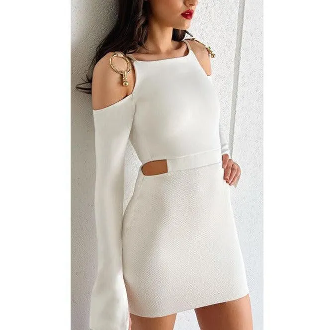 KittenAlarm - Genna Cold Shoulder Mini Dress