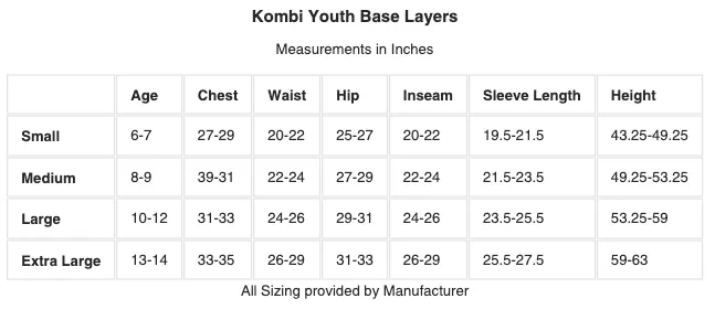 Kombi Juniors Accu-Dri Merino Blend Midweight Crew Tops 190g