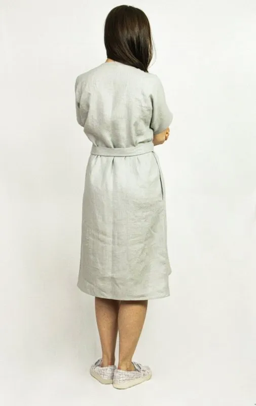 Light Grey linen wrap dress