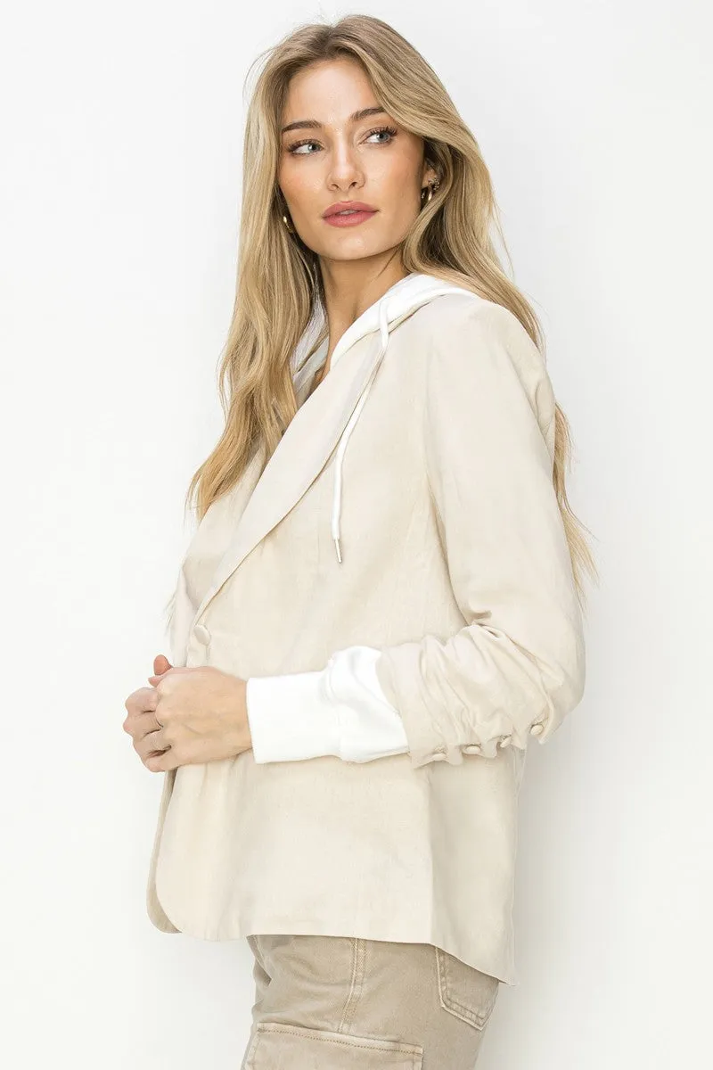 Linen Blazer with Hoodie