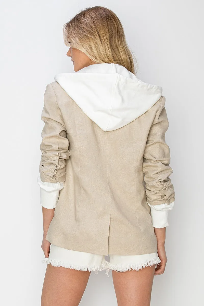 Linen Blazer with Hoodie