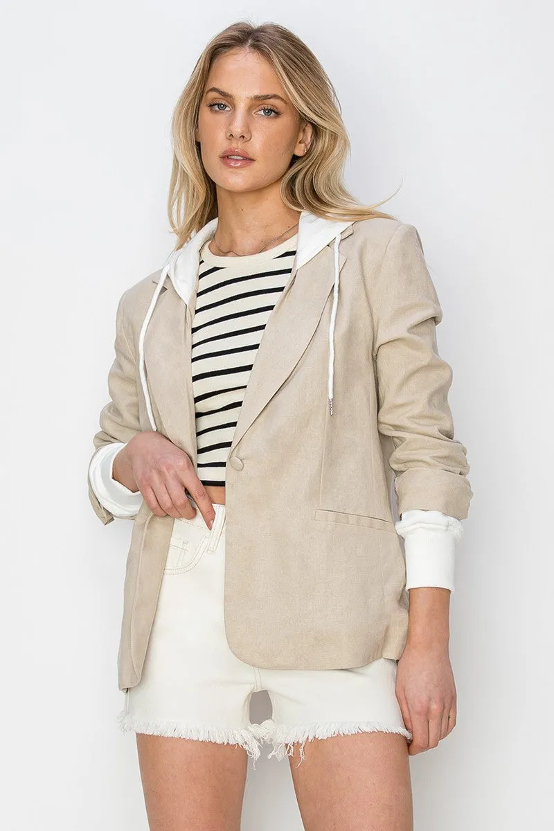 Linen Blazer with Hoodie