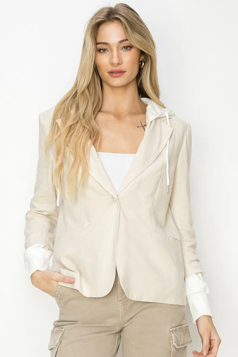 Linen Blazer with Hoodie