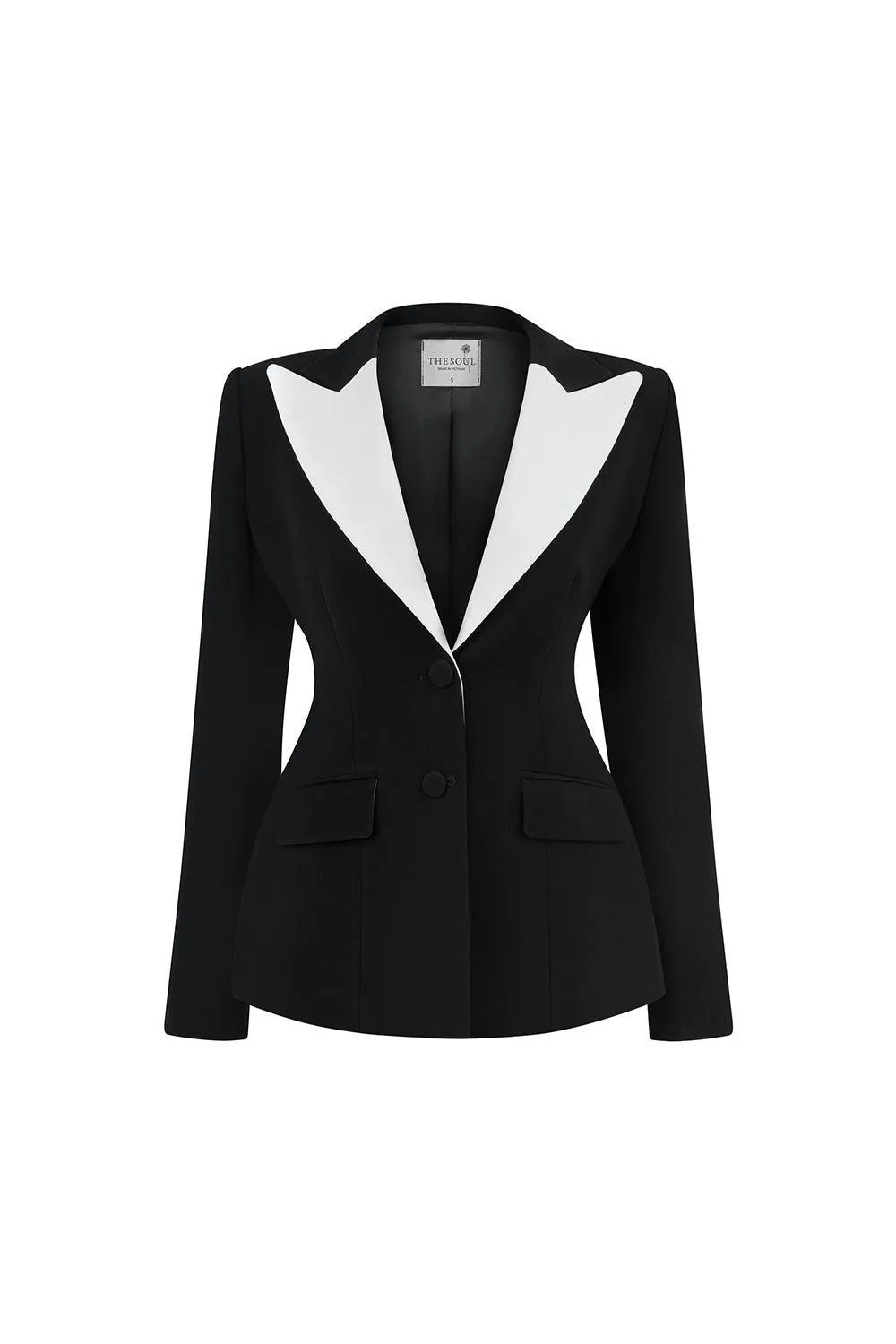 Luna Structured V-Neck Poly Silk Blazer