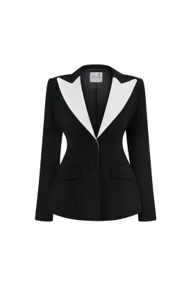 Luna Structured V-Neck Poly Silk Blazer