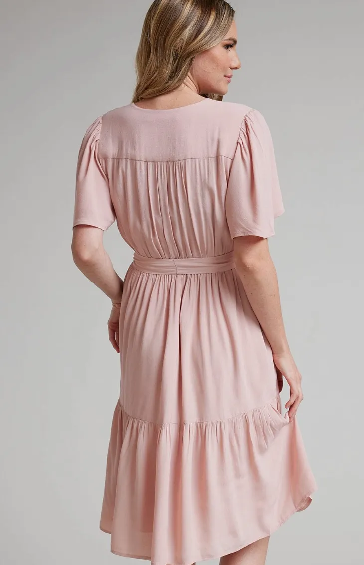 Maisie Wrap Dress - Misty Rose