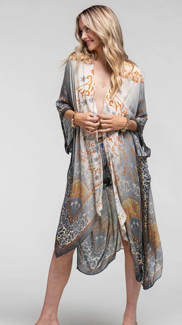 Mandala Ombré Kimono in Luna