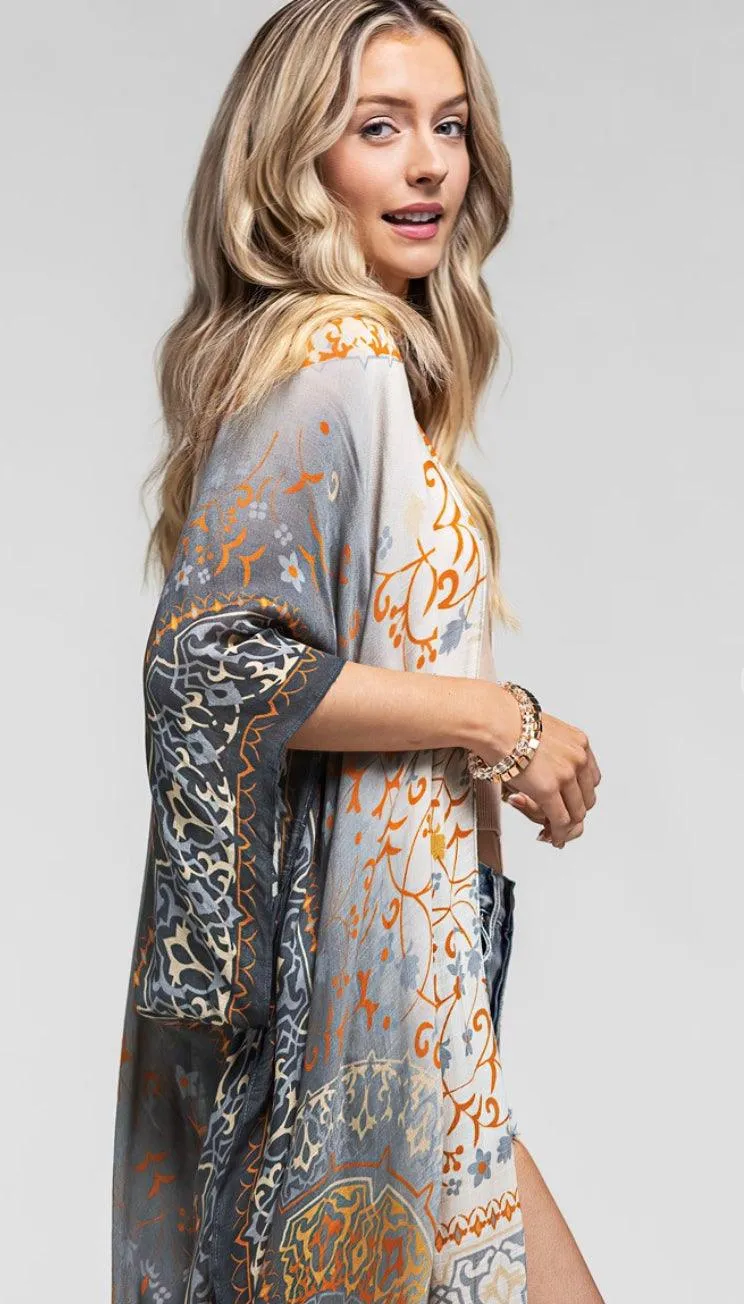 Mandala Ombré Kimono in Luna