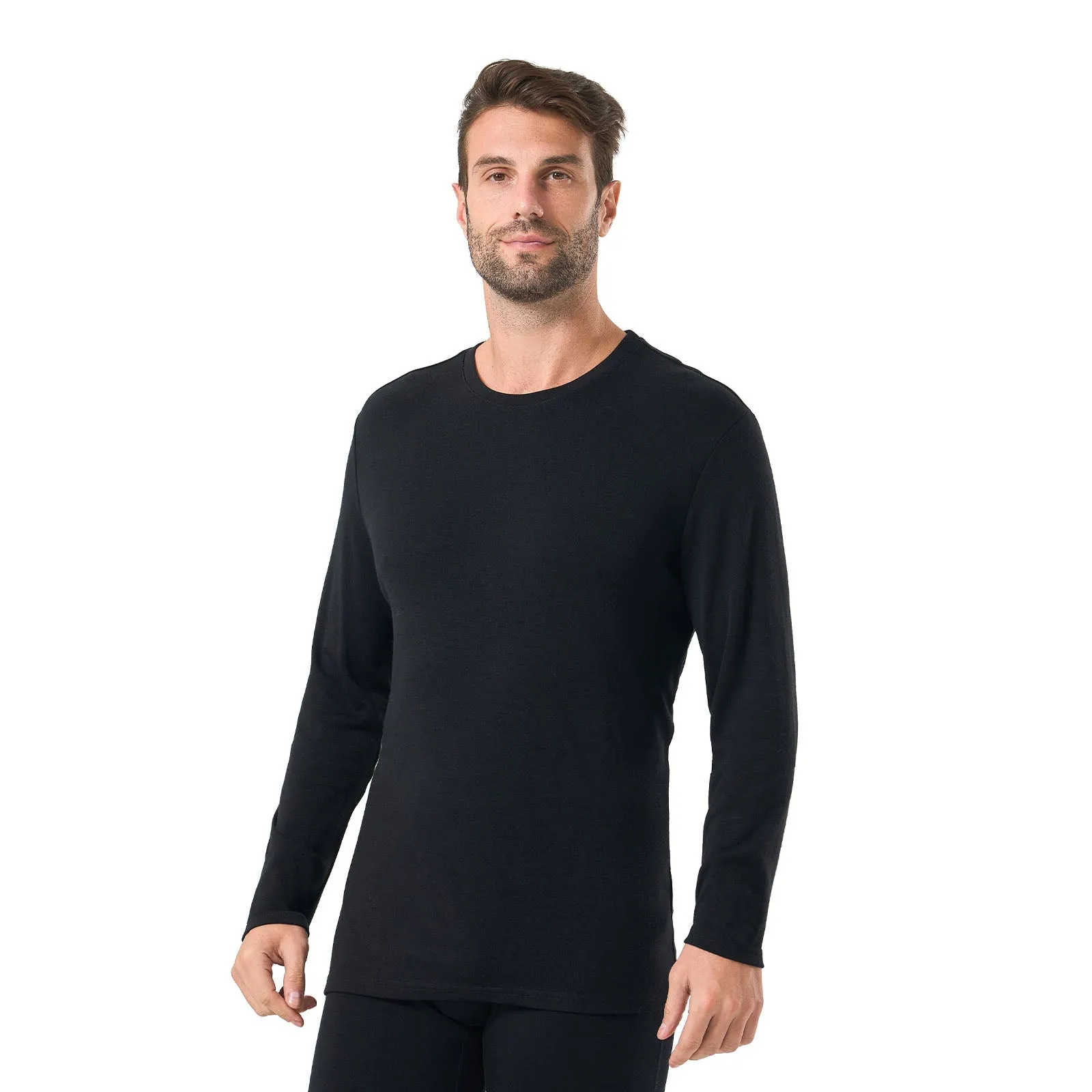 Men's Merino 250g Long Sleeve Crew Thermal Top Black