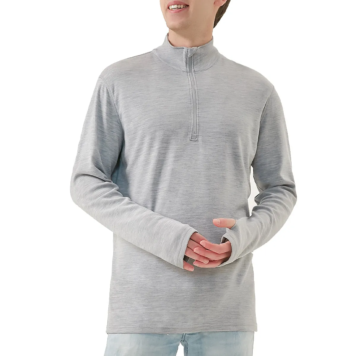 Men's Merino 250g Long Sleeve Half Zip Top Heather Grey