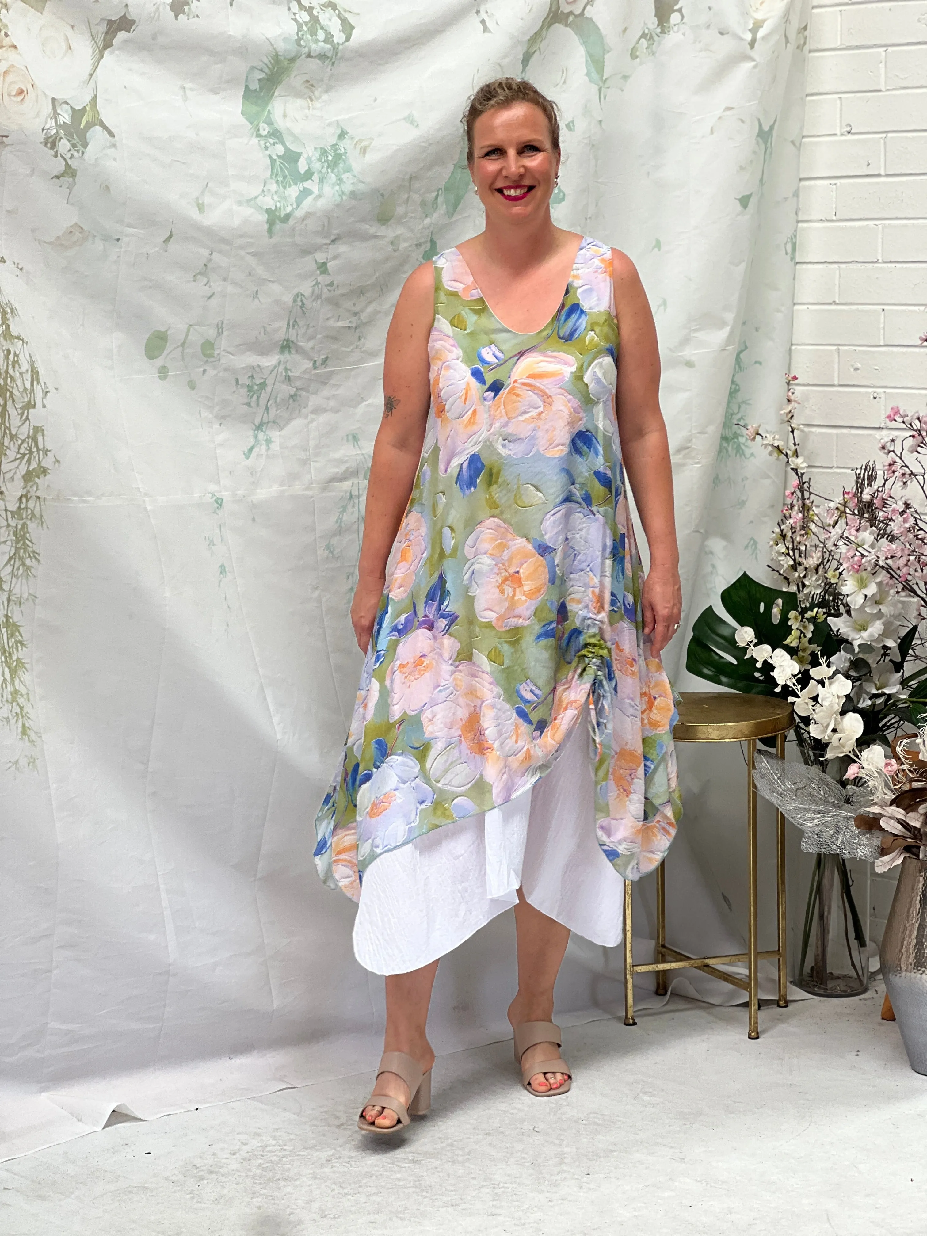 Mina Green Rose Layering Dress