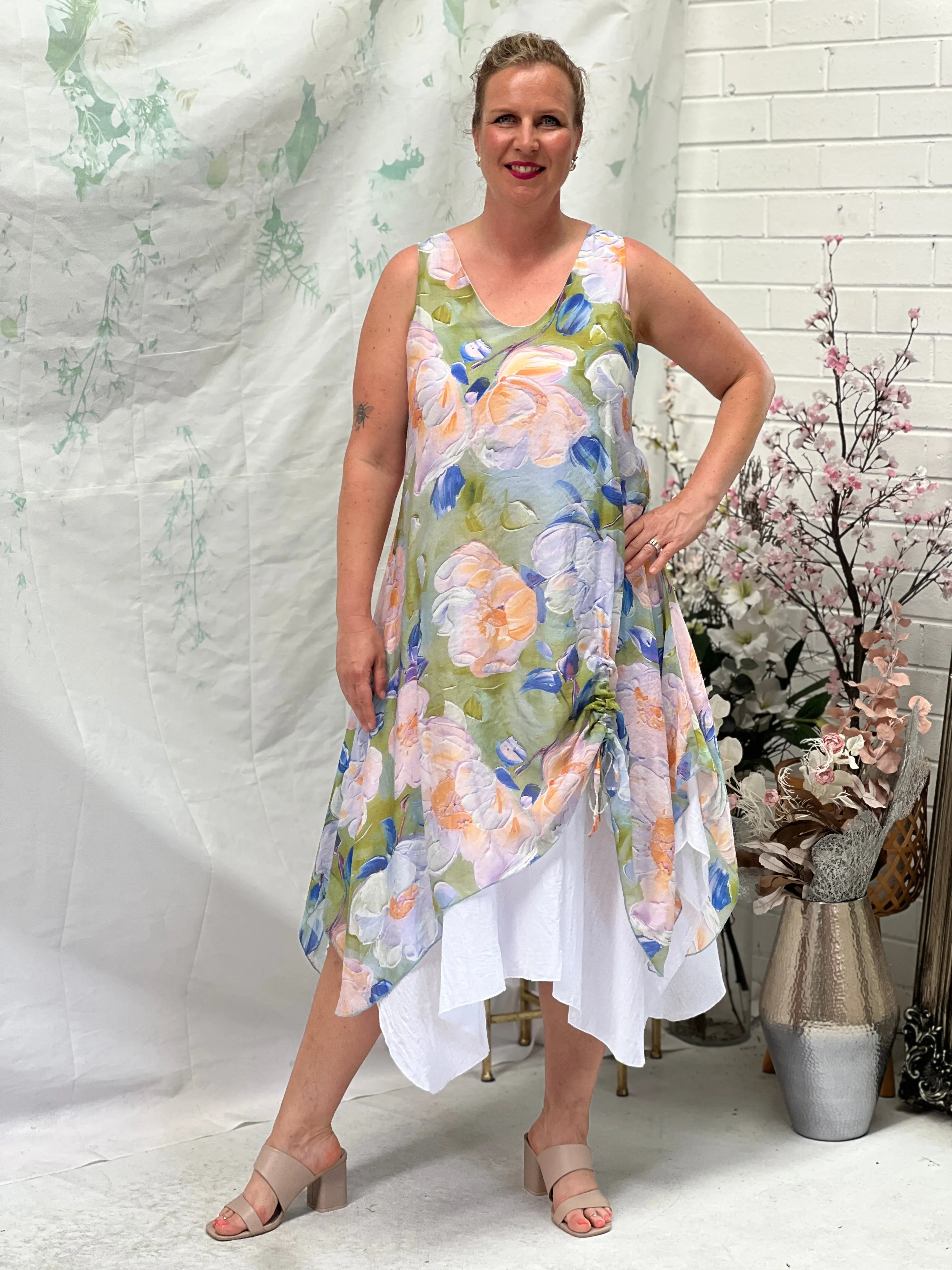 Mina Green Rose Layering Dress