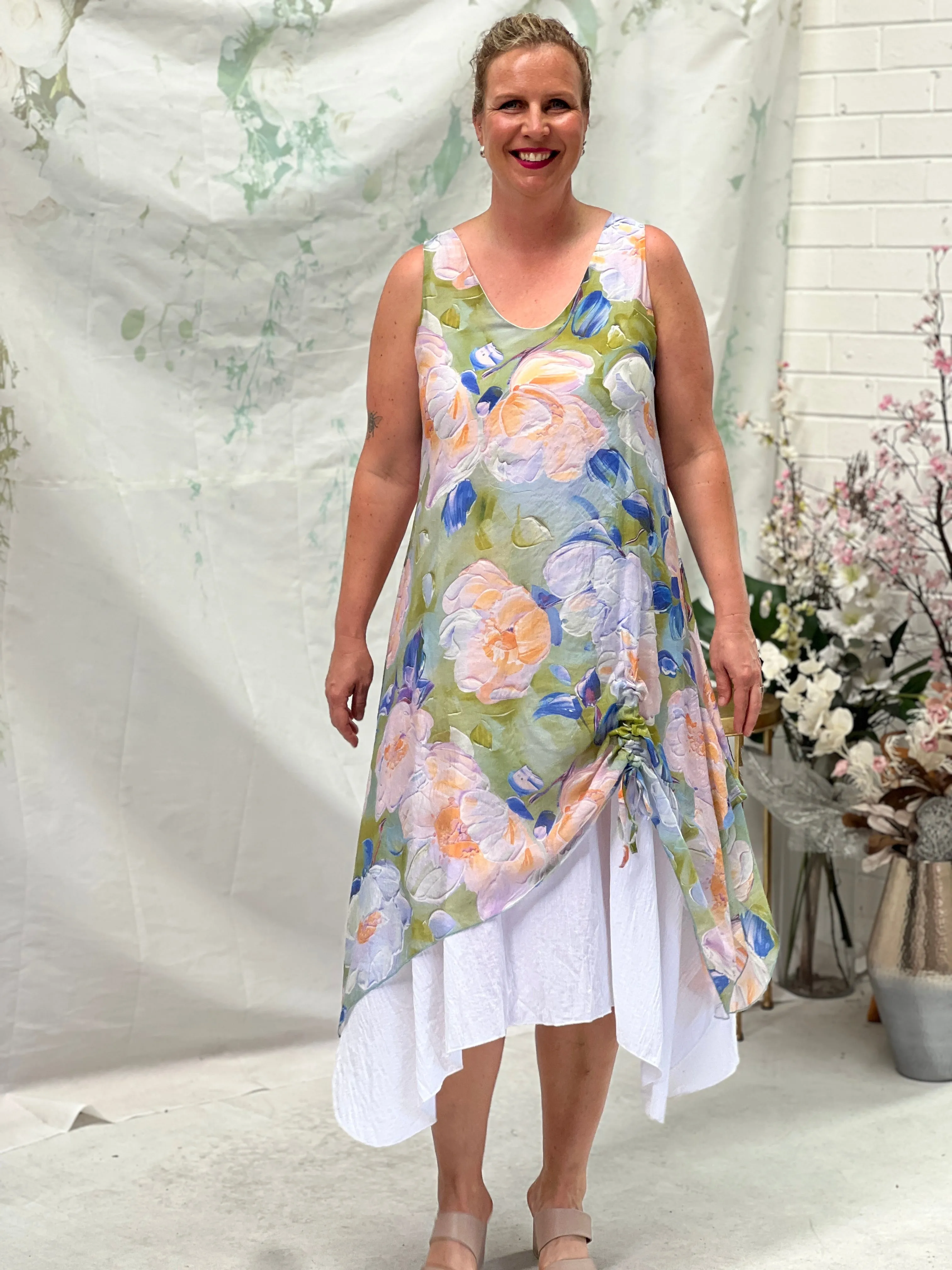 Mina Green Rose Layering Dress