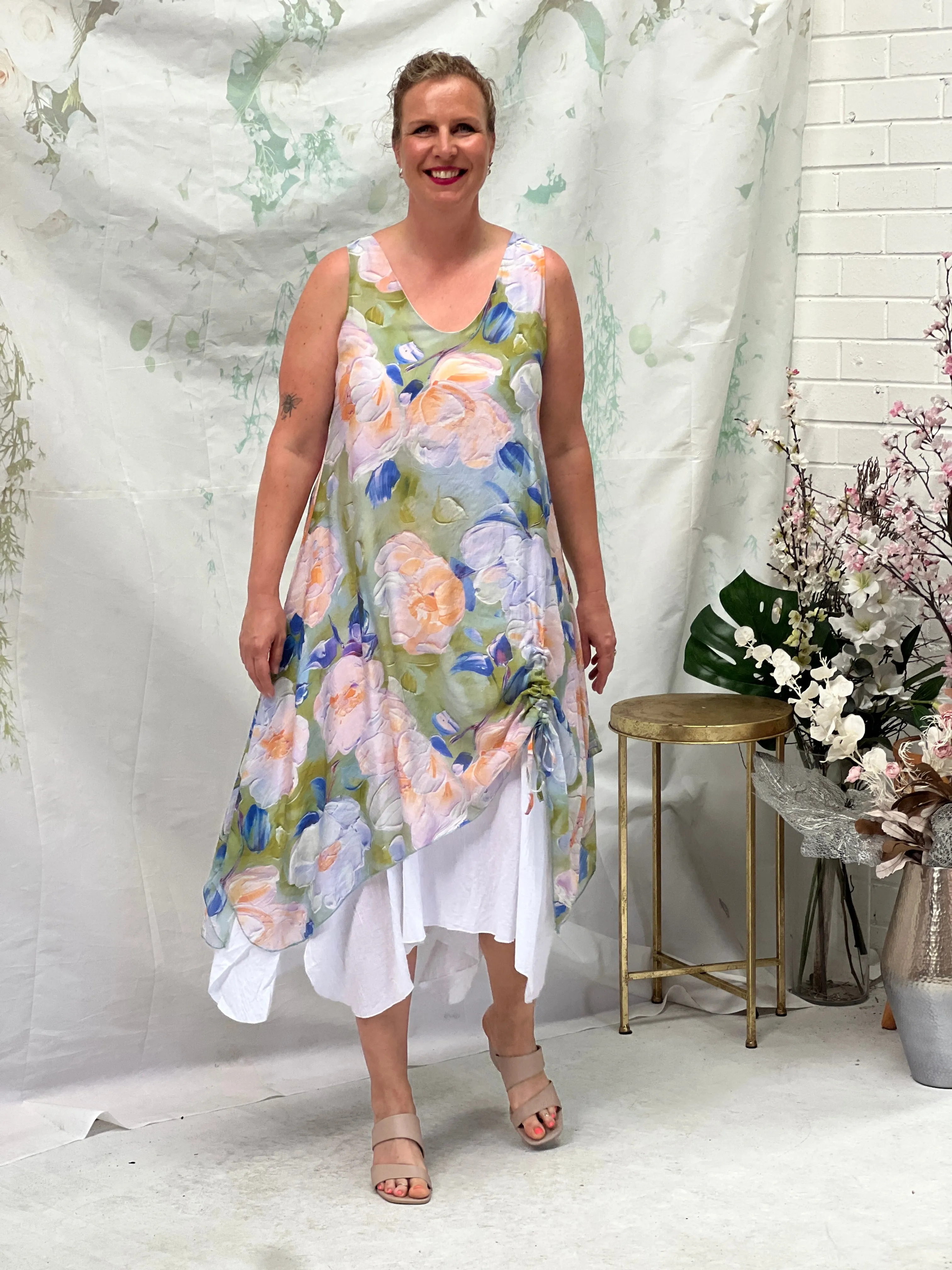 Mina Green Rose Layering Dress