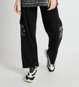 Mosaic Bandana Wide Leg Cargo Pants