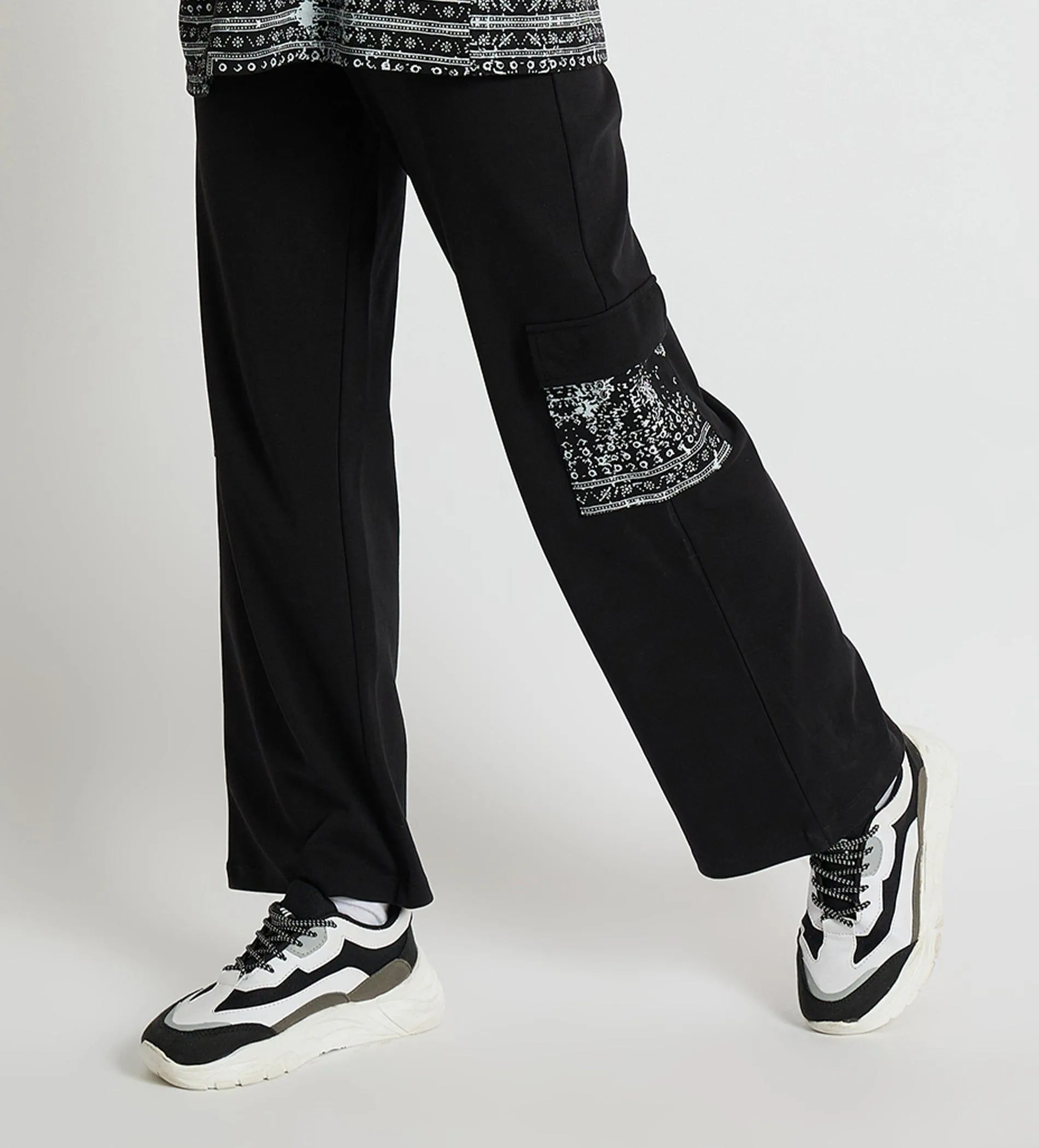 Mosaic Bandana Wide Leg Cargo Pants