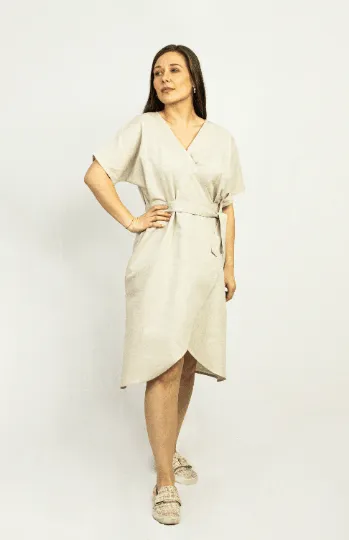 Natural Light linen wrap dress