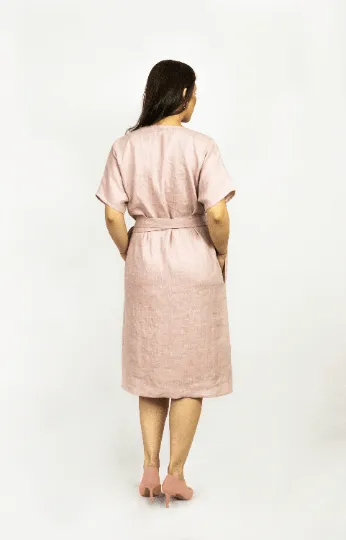 Natural Light linen wrap dress