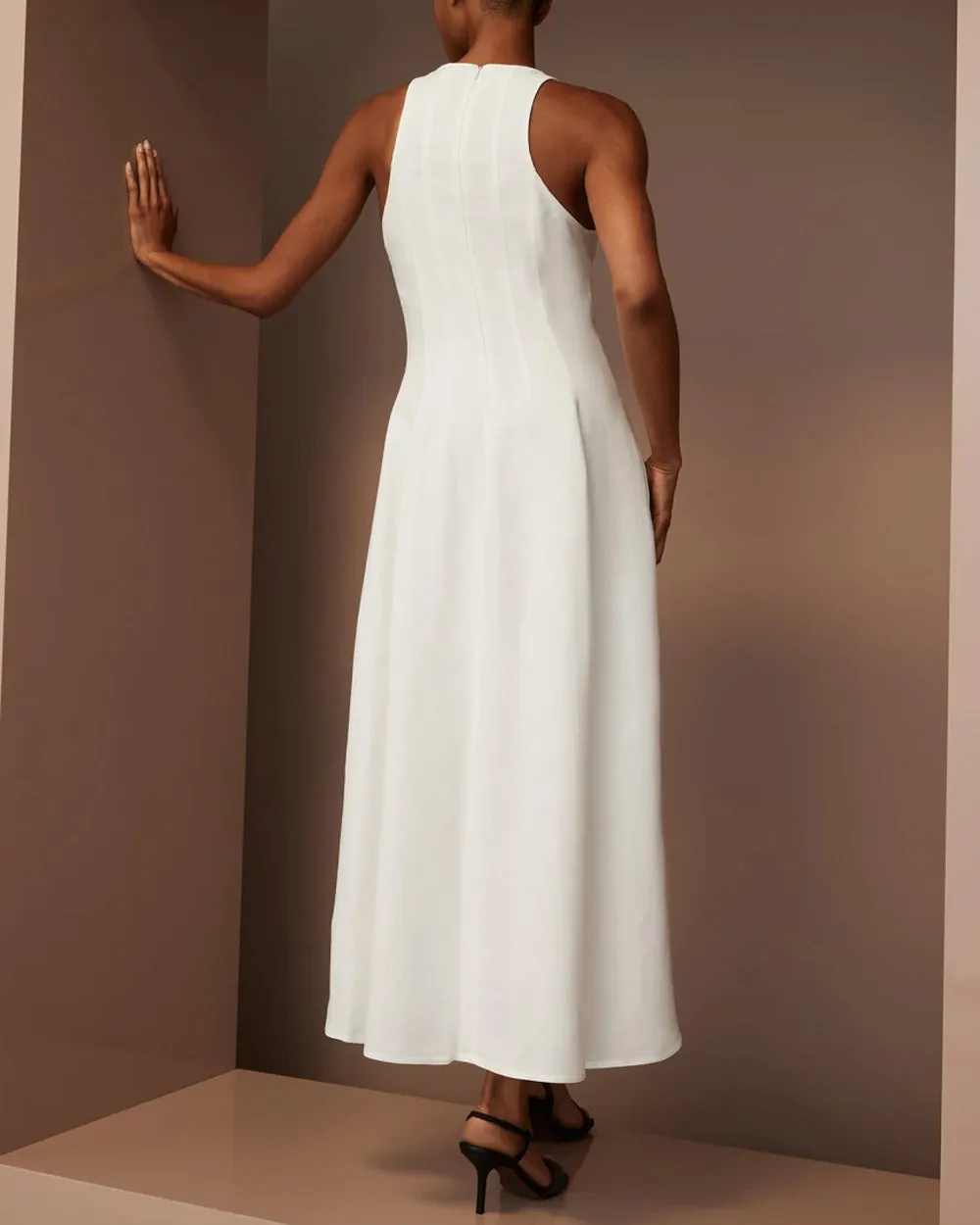 Natural Linen Structured Maxi Dress