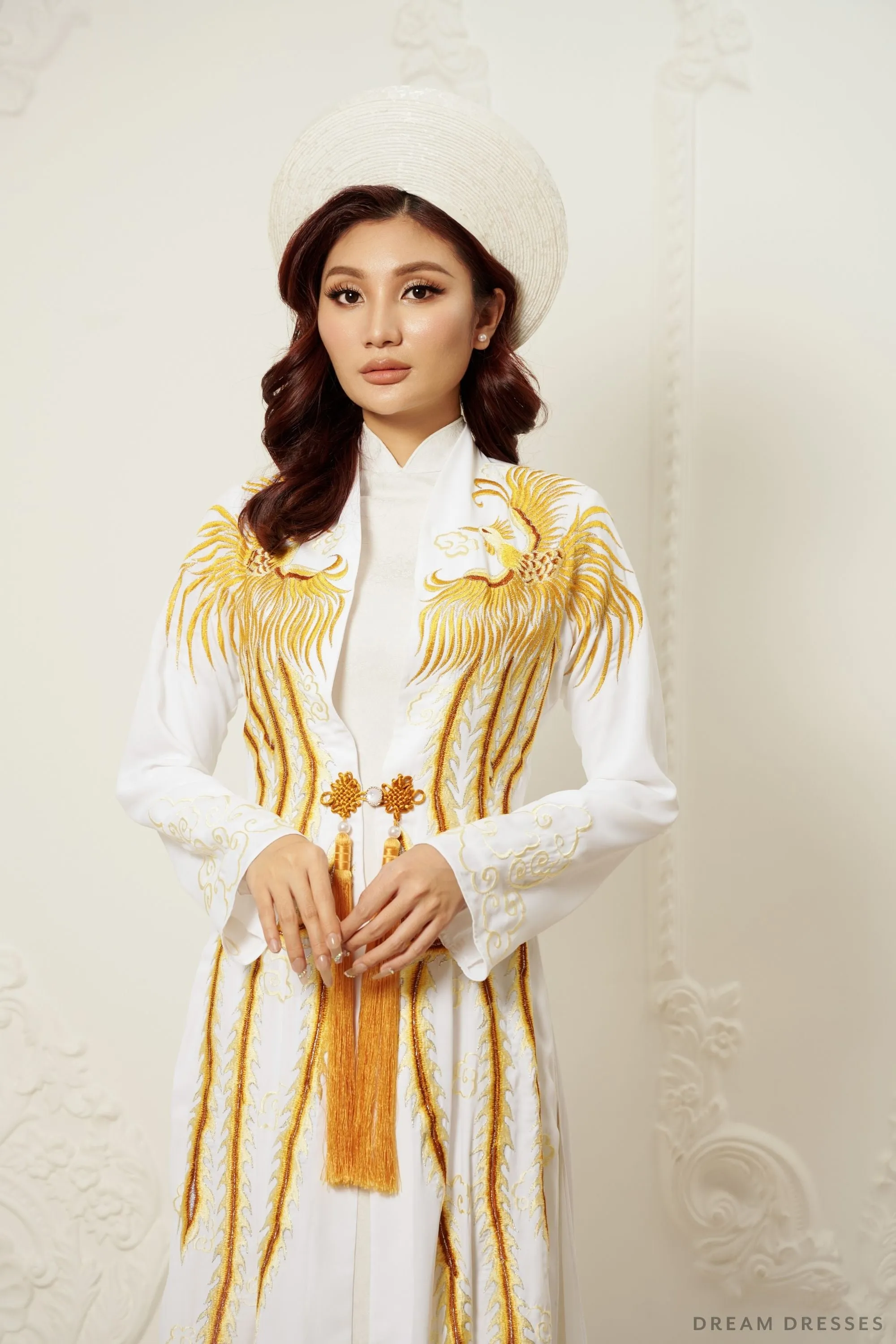 Phoenix Ao Dai OverCoat | Traditional Vietnamese Bridal OverCoat (#LISHA)