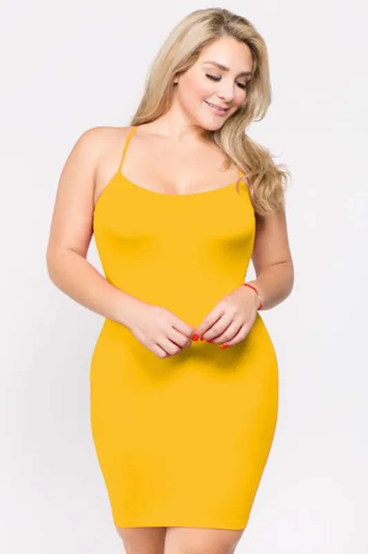 Plus Size Solid Seamless Long Cami Top/Dress