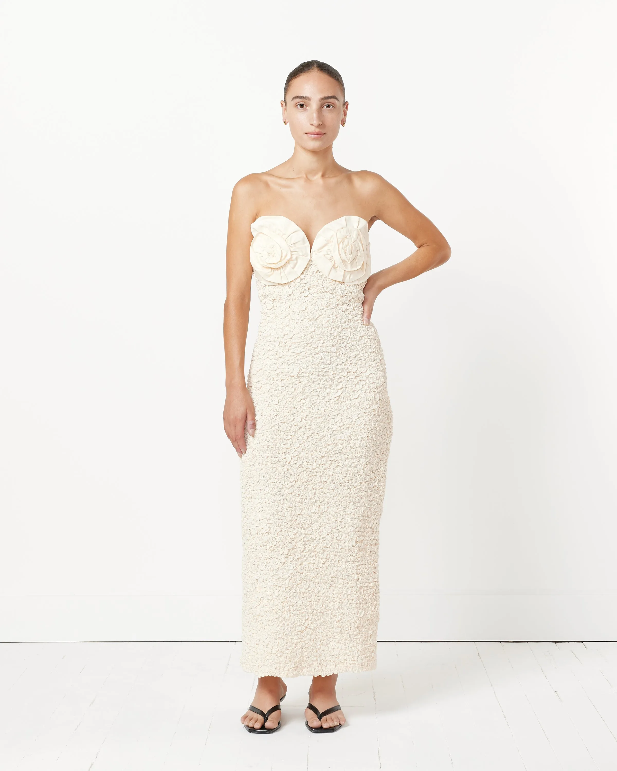 Popcorn Mona Maxi Dress in Cream