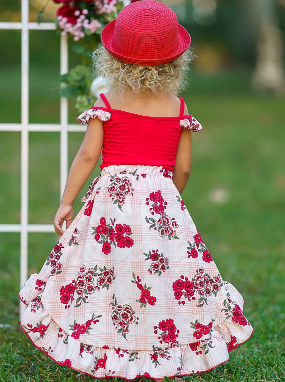 Rose Garden Picnic Smocked Wrap Dress