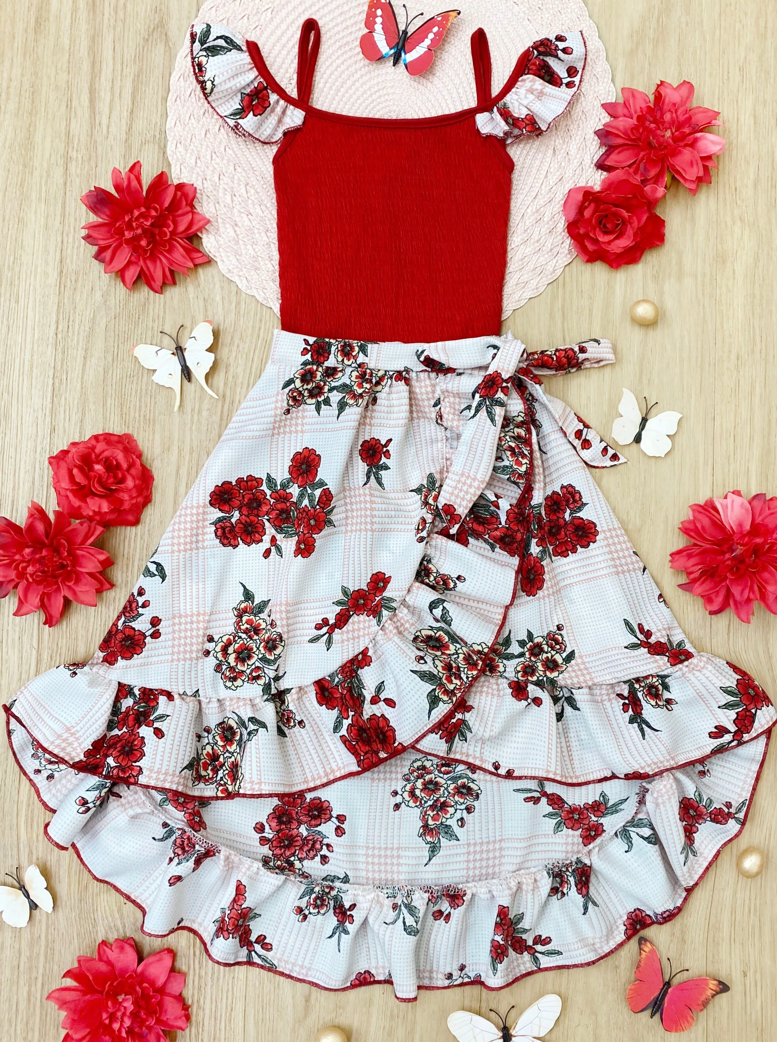 Rose Garden Picnic Smocked Wrap Dress