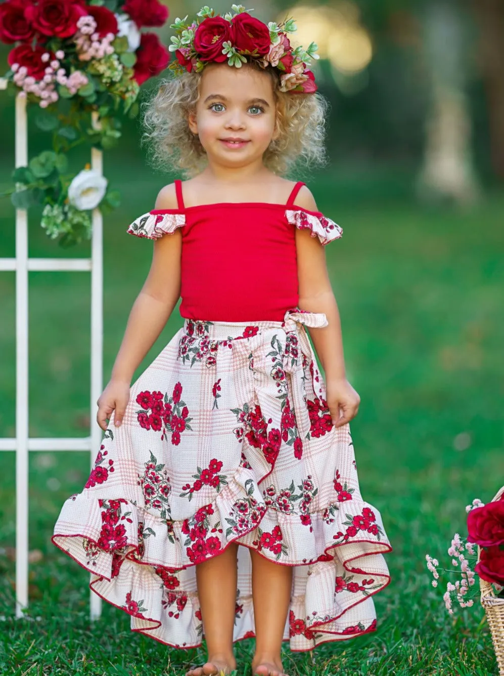 Rose Garden Picnic Smocked Wrap Dress