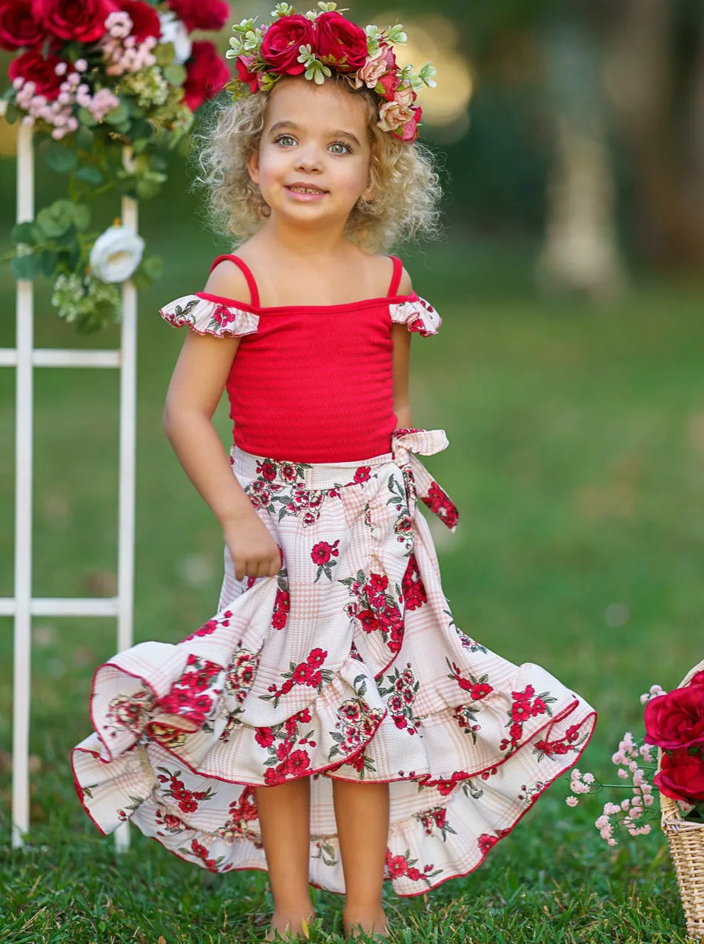 Rose Garden Picnic Smocked Wrap Dress