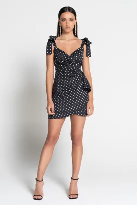 RUBY MINI DRESS - Black Polka